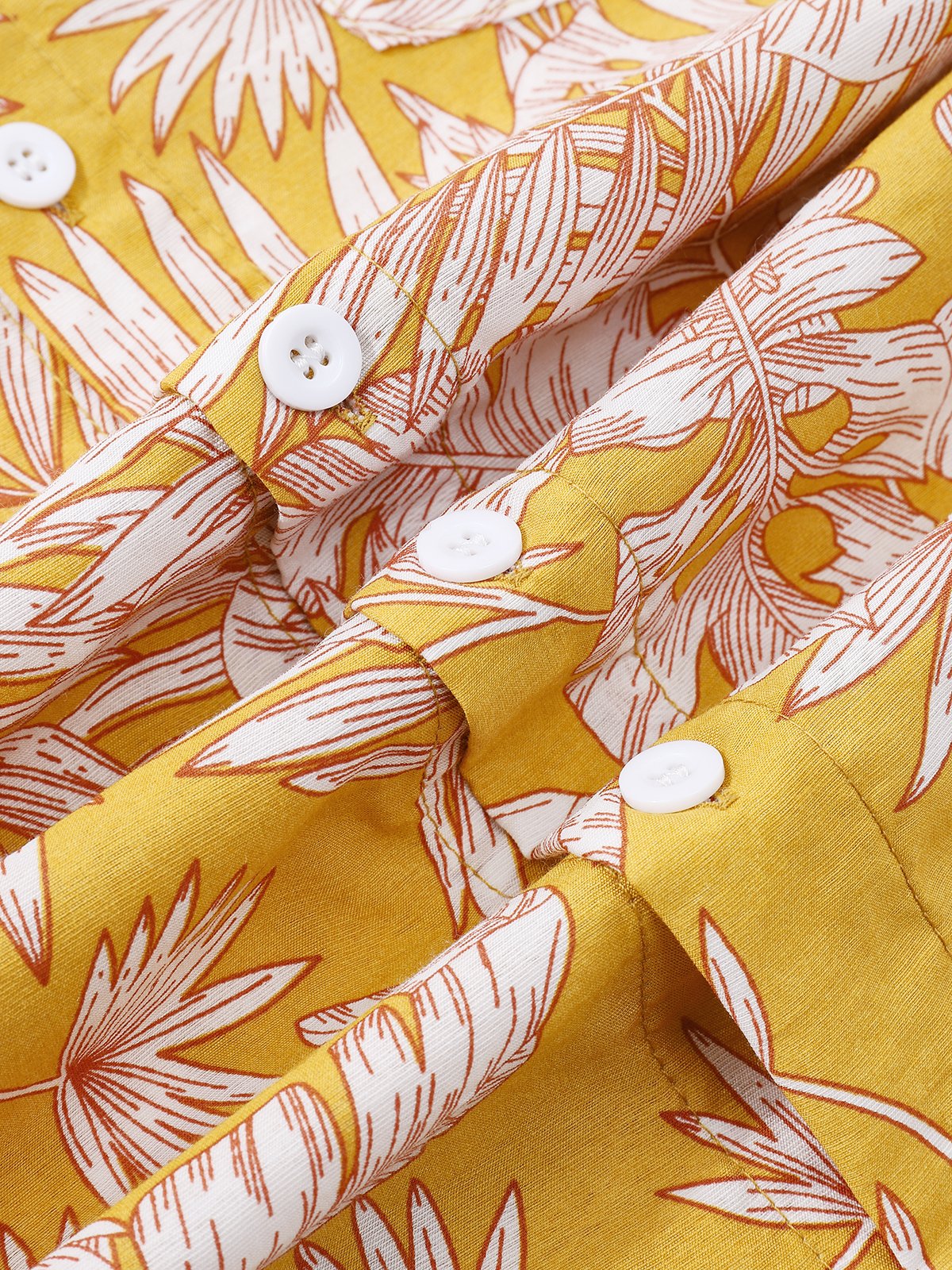 Tropical Floral Chest Pocket Long Sleeve Casual Shirt