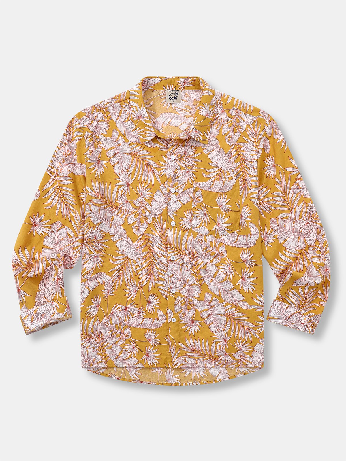 Tropical Floral Chest Pocket Long Sleeve Casual Shirt