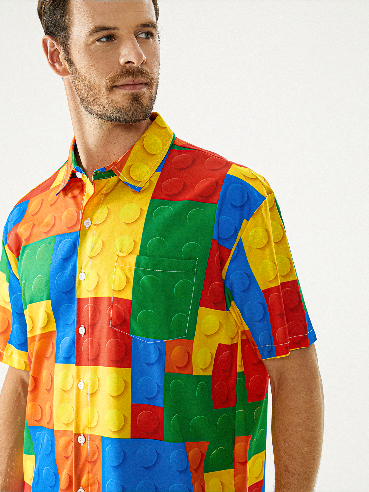 Minifigures Chest Pocket Short Sleeve Casual Shirt