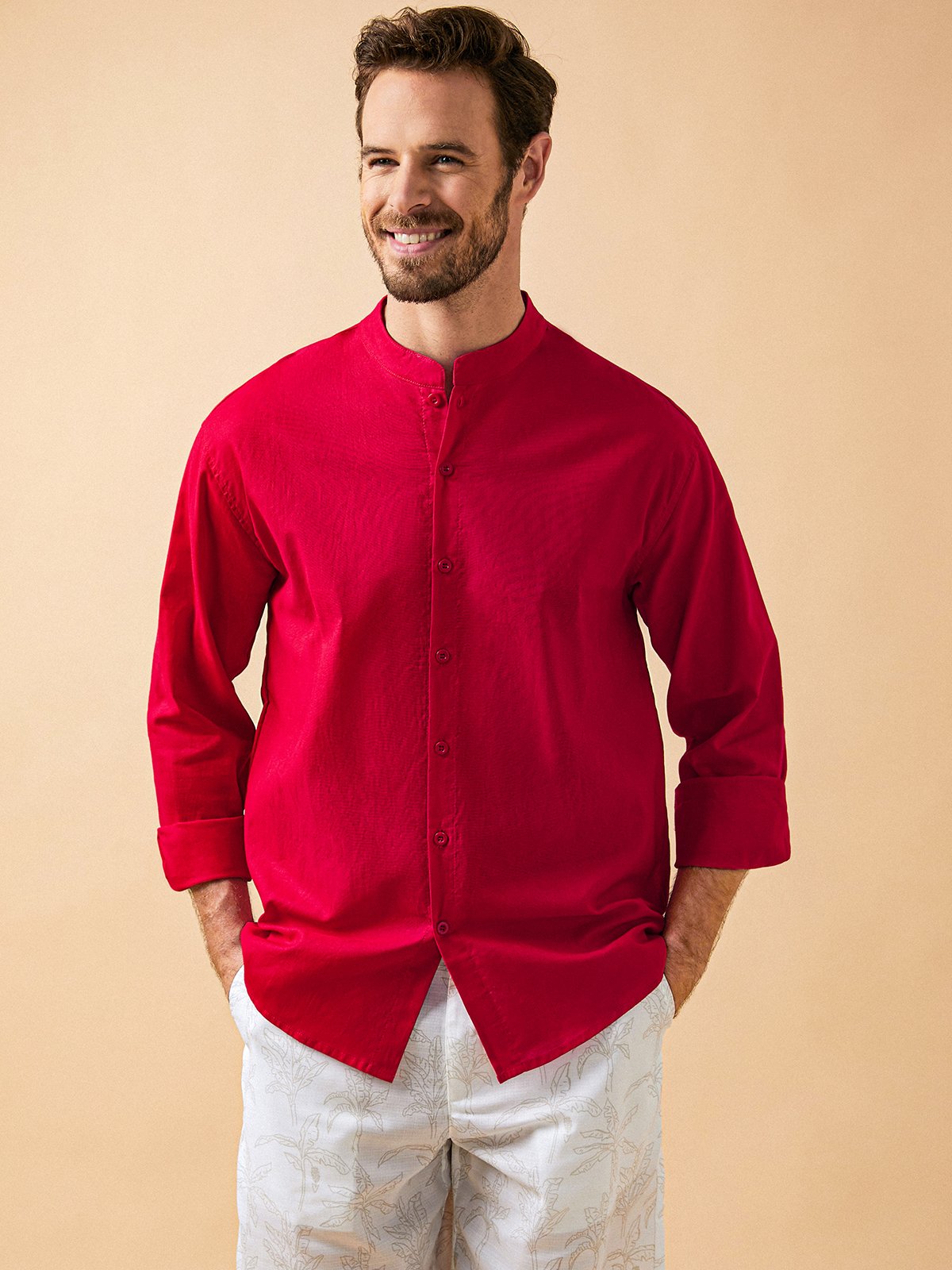 Plain Cotton  Long Sleeve Casual Shirt