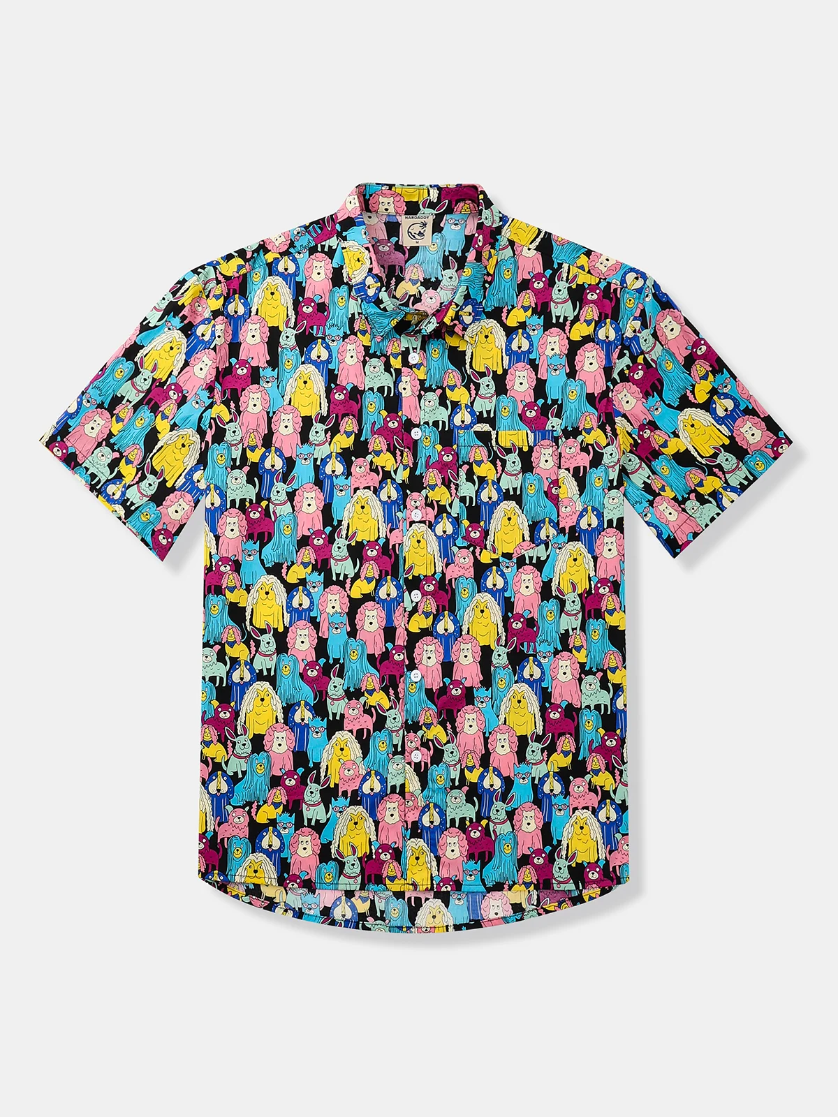 Dog Chest Pocket Short Sleeves Casual Shirt