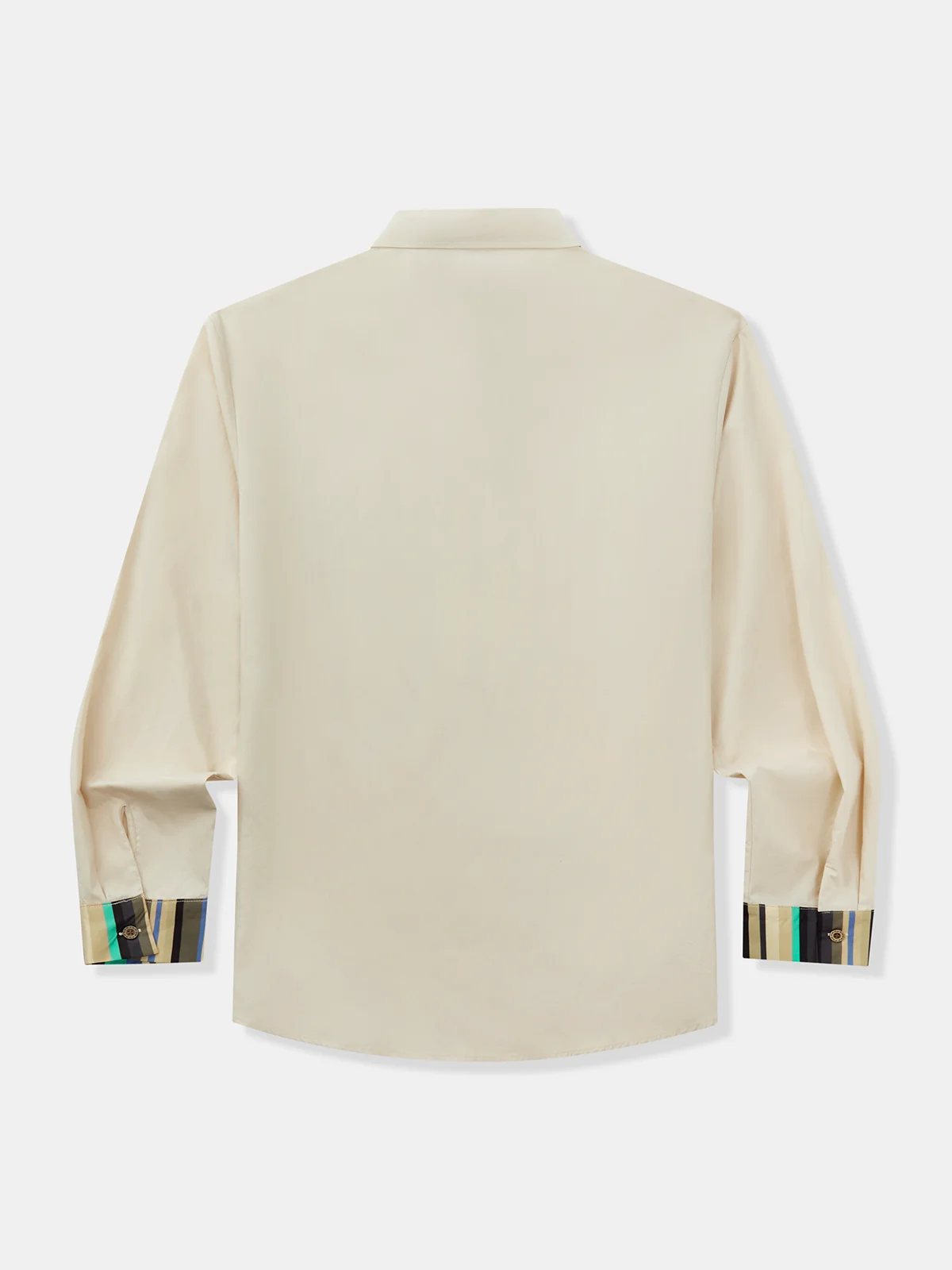 Cotton Plain Panel Stripe Chest Pocket Long Sleeve Casual Shirt