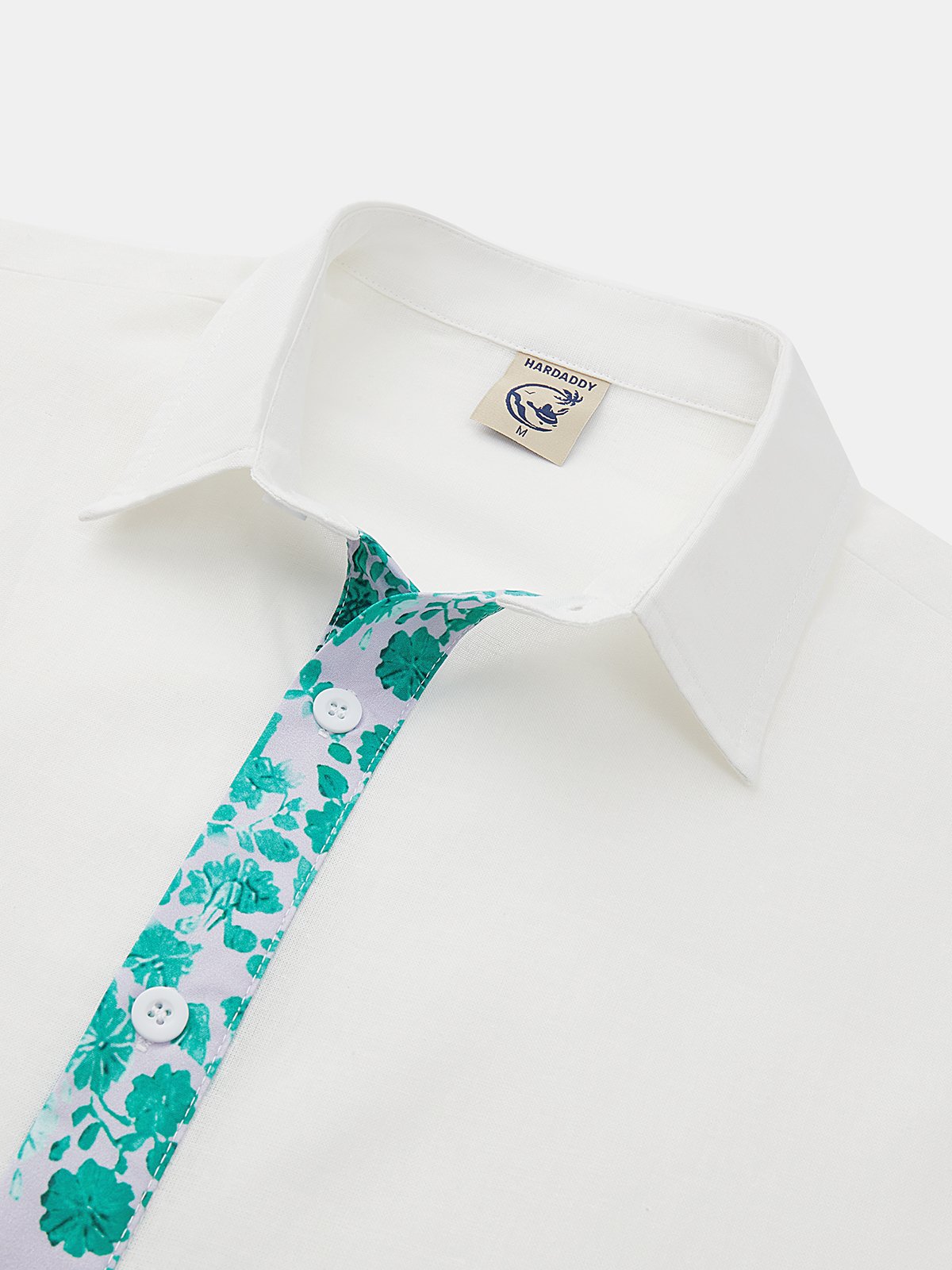 Cotton Plain Stitching Floral Long Sleeve Casual Shirt