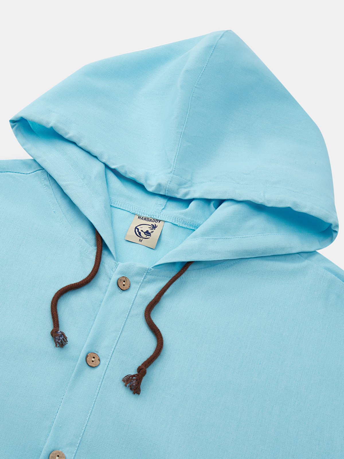 Cotton Plain Long Sleeve Casual Hooded Shirt