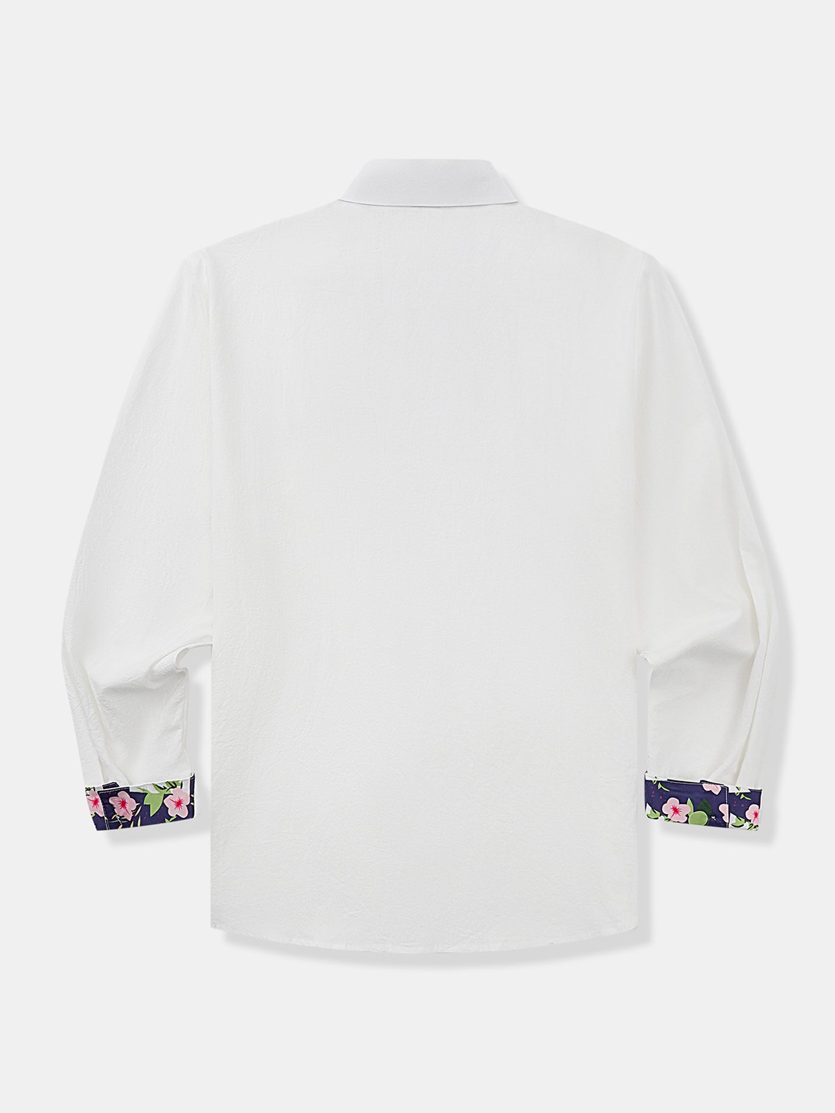 Cotton Panel Floral Chest Pocket Long Sleeves Casual Shirt