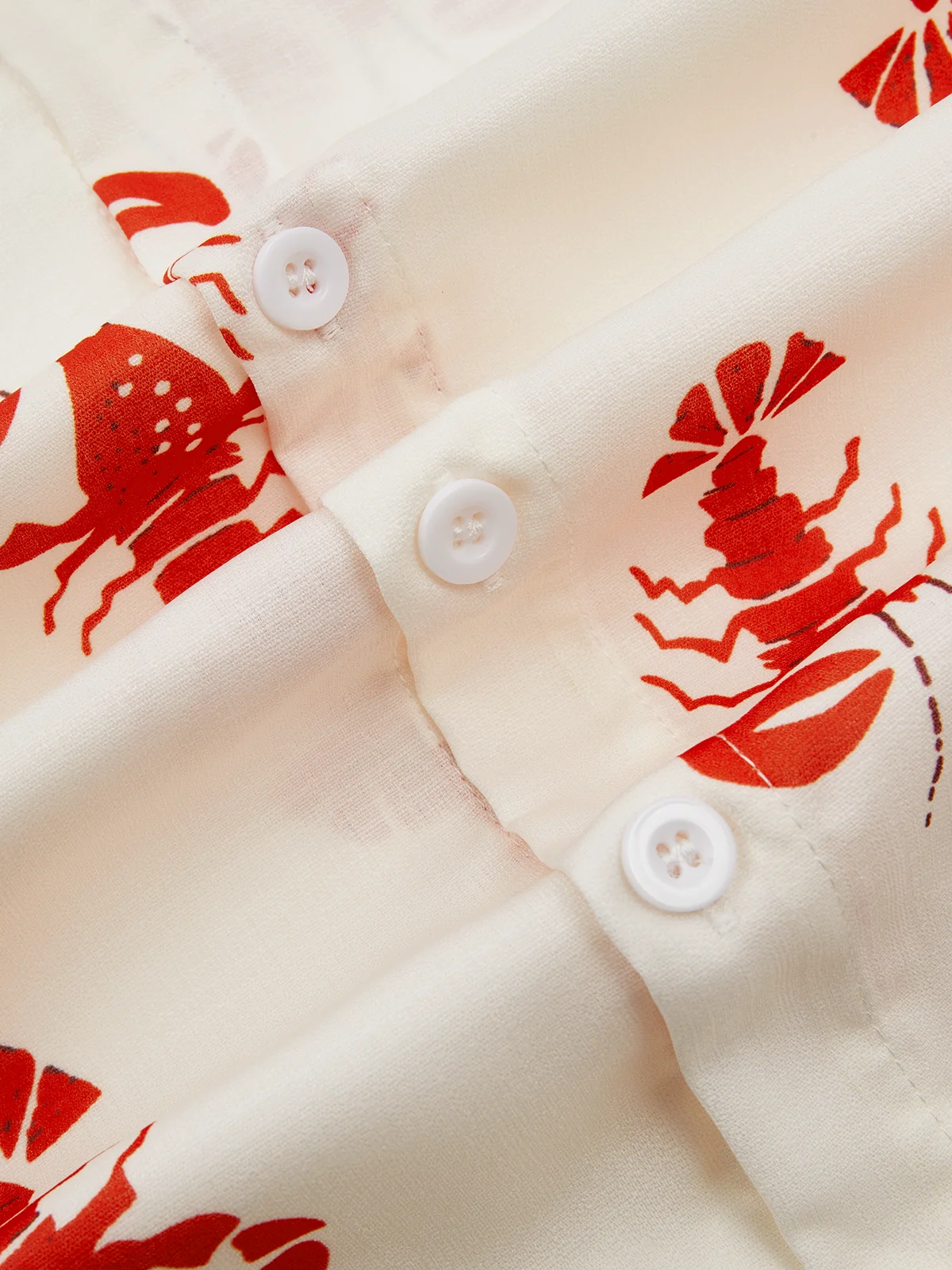 Lobster Print Chest Pocket Long Sleeve Casual Shirt