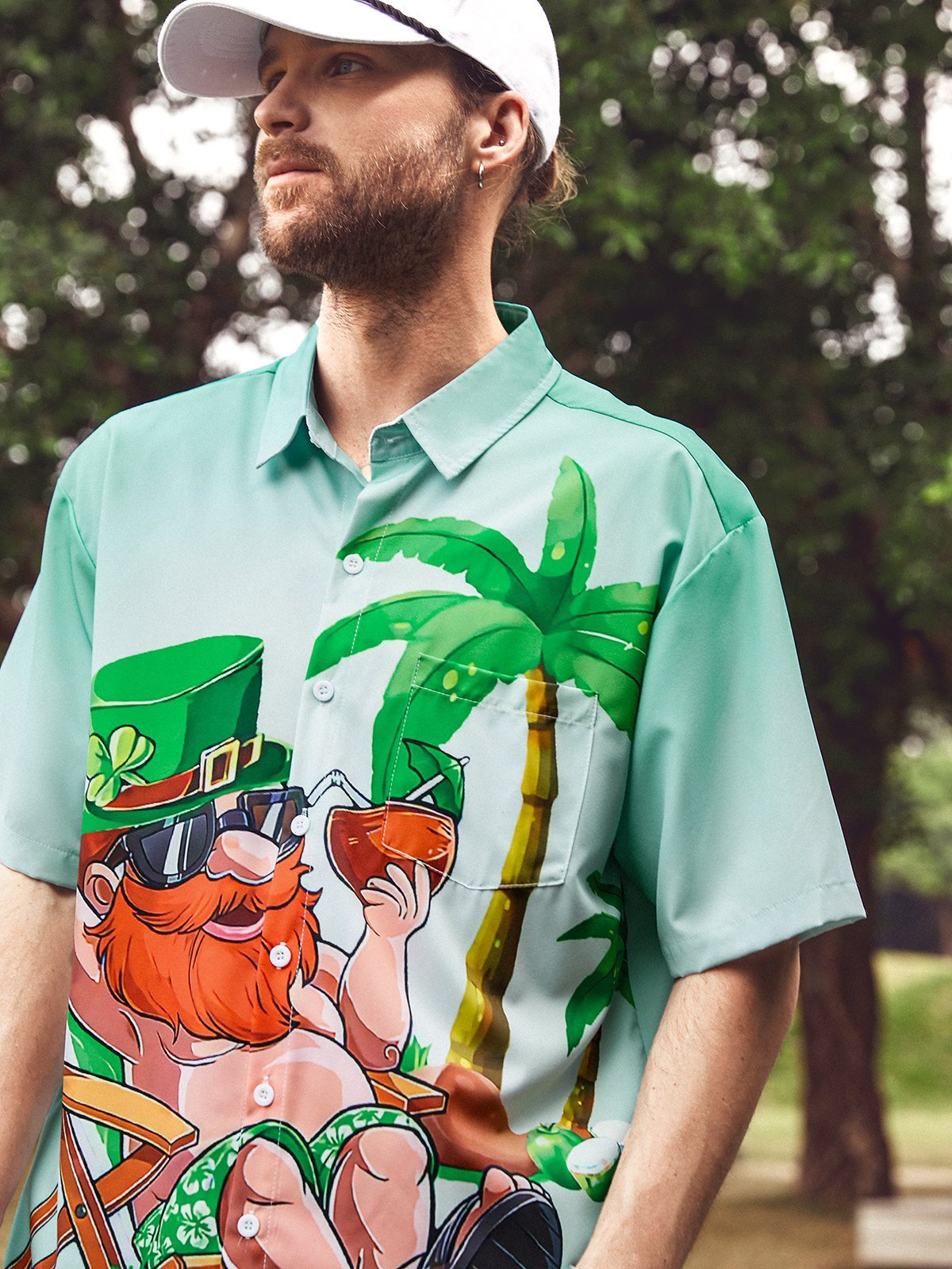 St. Patrick's Day Chest Pocket Short Sleeve Hawaiian Shirt