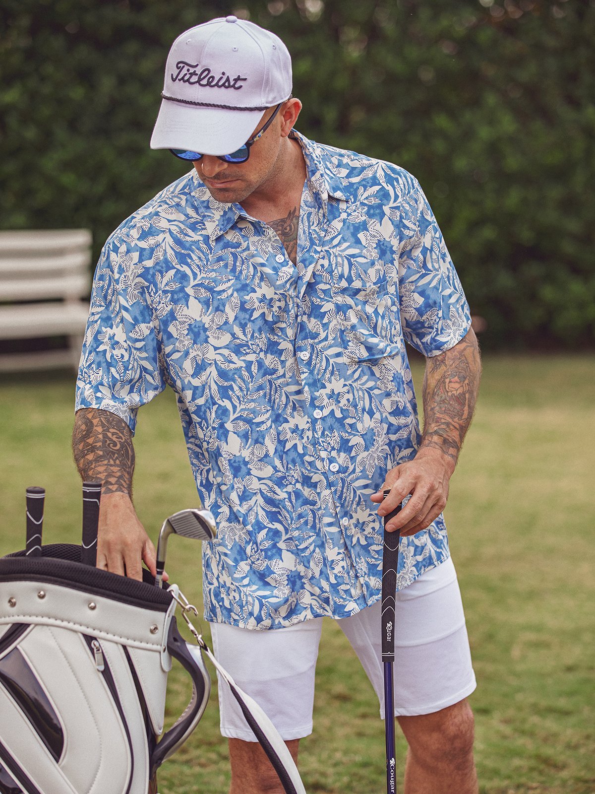 Tropical Floral Chest Pocket Short Sleeve Casual Shirt