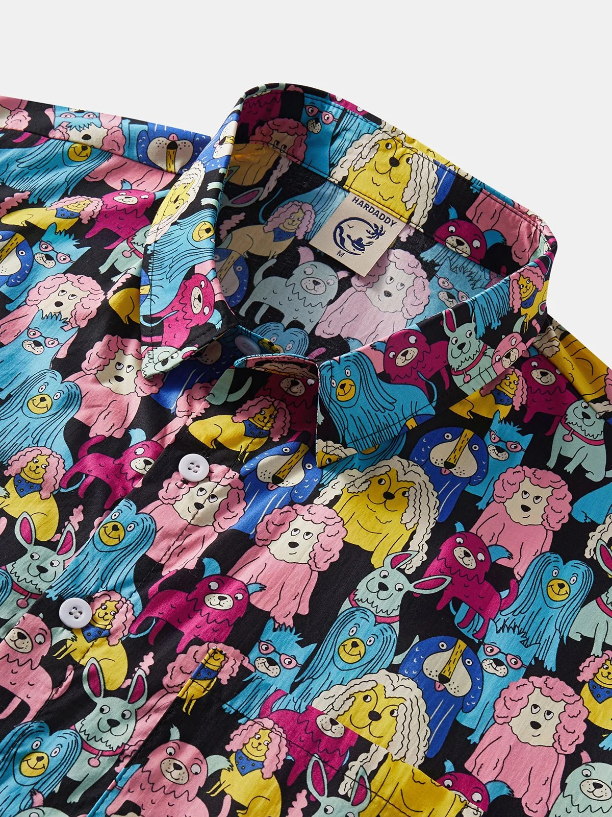 Dog Chest Pocket Short Sleeves Casual Shirt