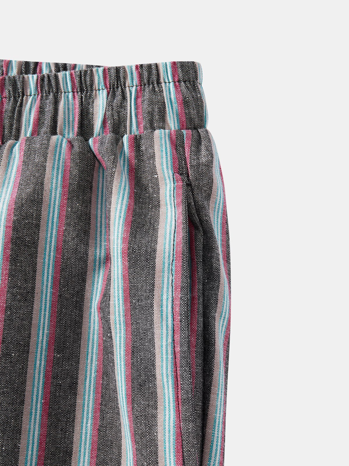 Cotton Striped Casual Cropped Pants