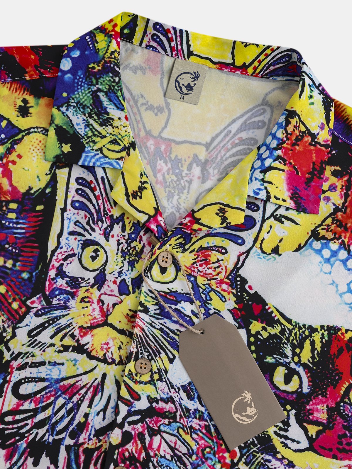 Men's Hawaiian Animal Cat Print Casual Short Sleeve Hawaiian Shirt