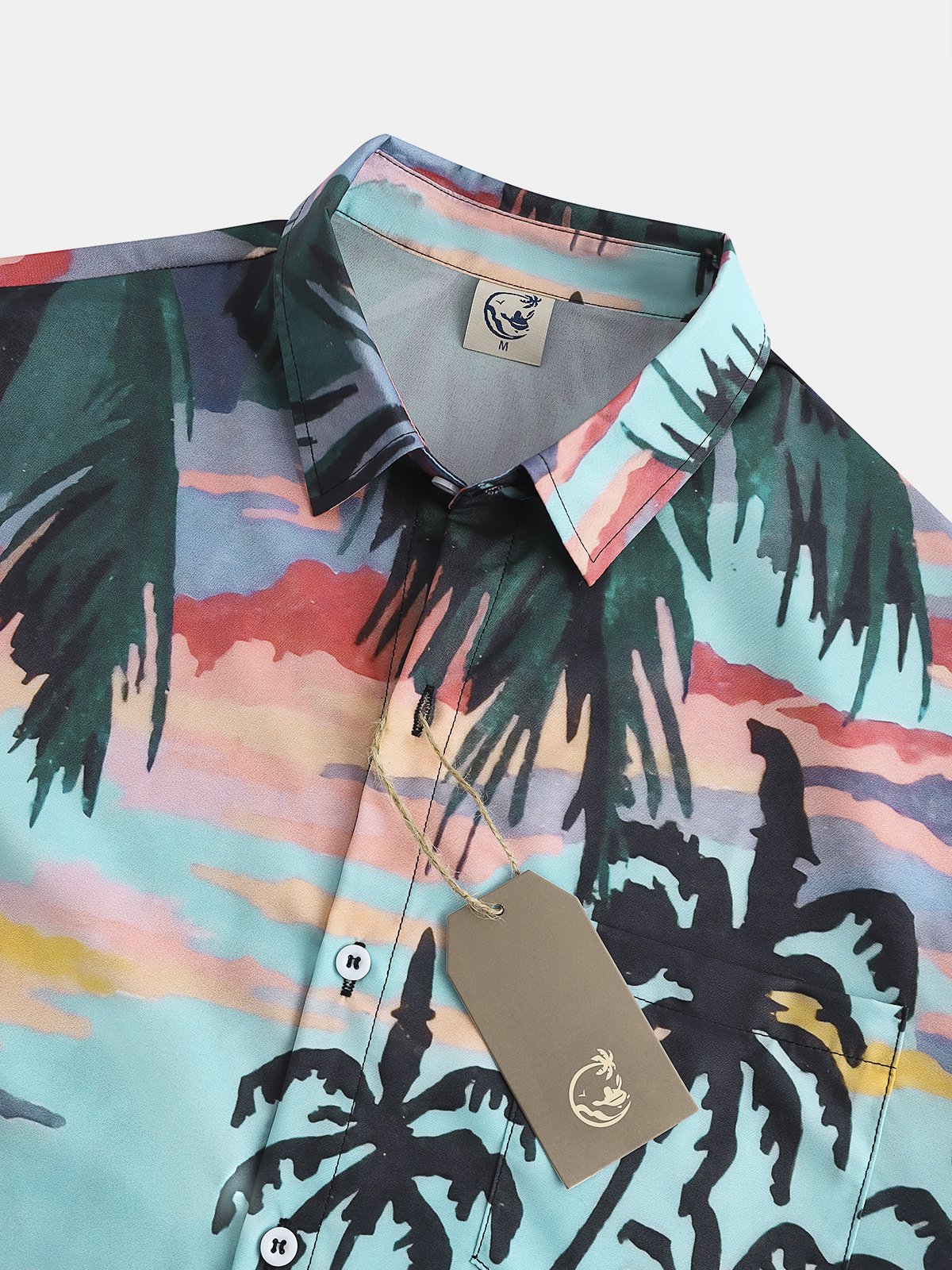 Men's Coconut Print Short Sleeve Hawaiian Shirt with Breast Pocket