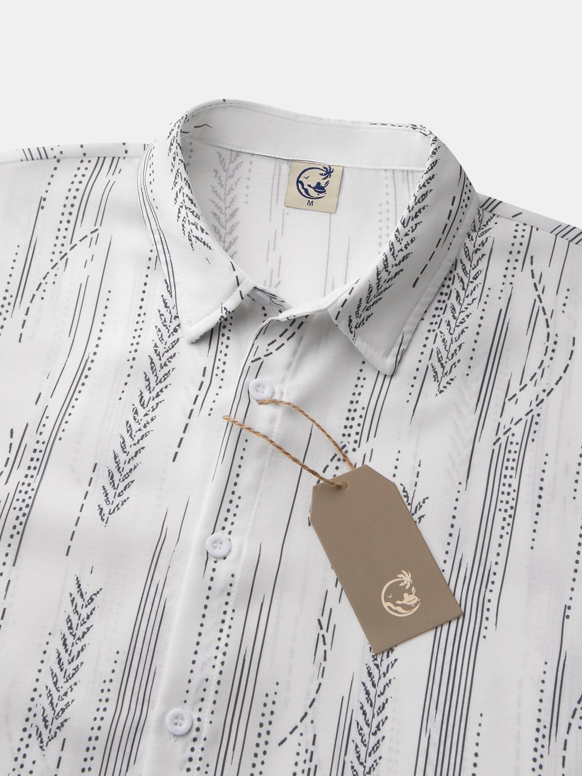 Cotton Linen Geometric Print Casual Short Sleeve Shirt