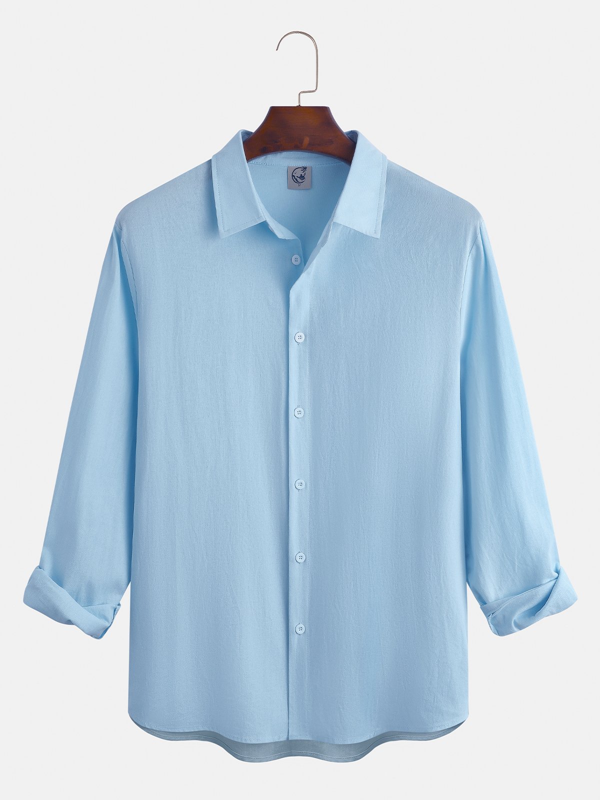 Cotton Linen Solid Color Long Sleeve Shirt