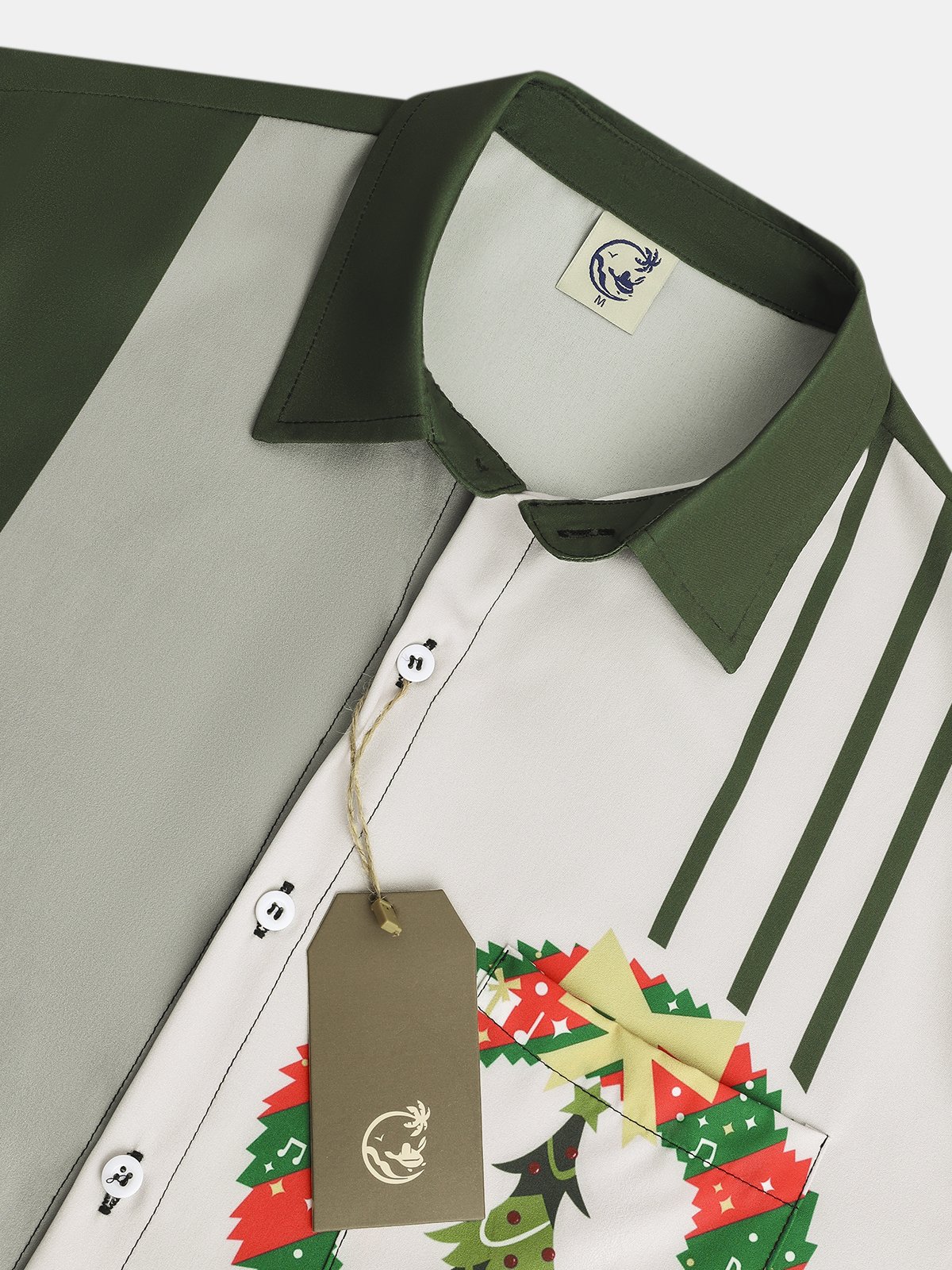 Men's Vintage Christmas Tree Print Fashion Hawaiian Short Sleeve Shirt