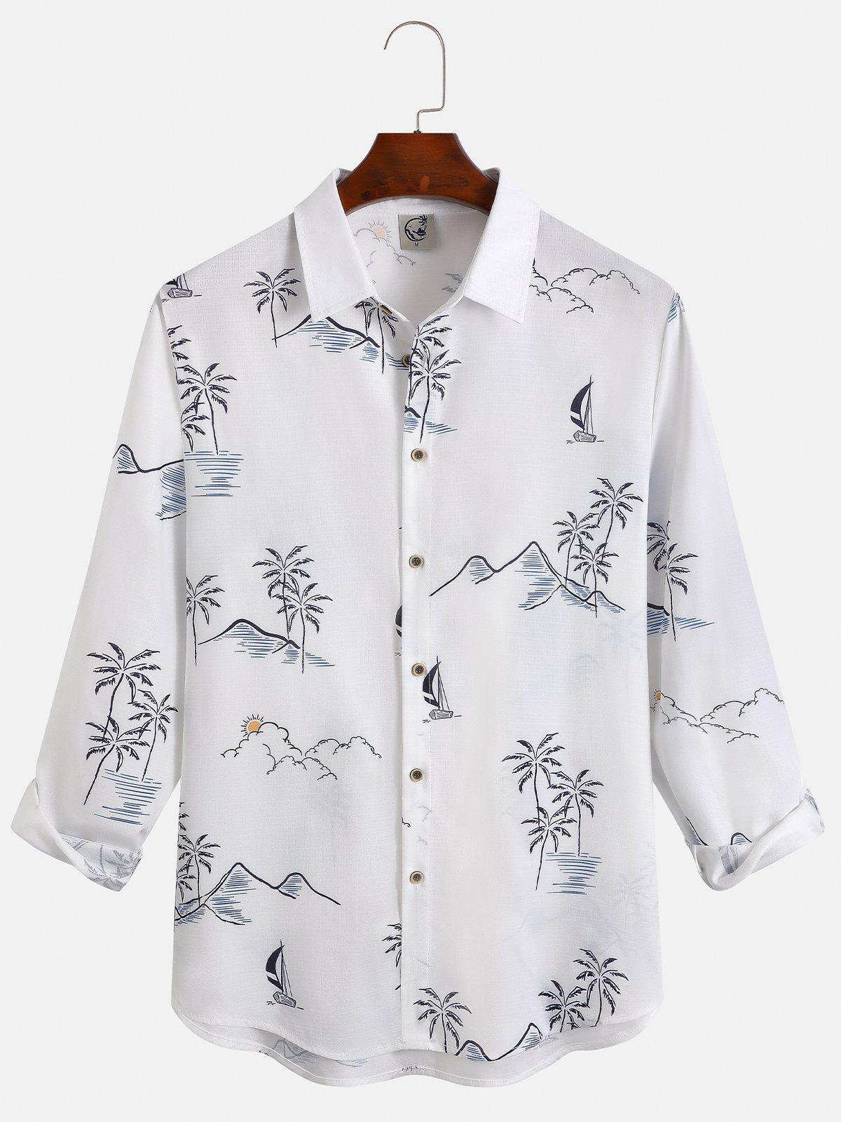 Printed cotton and linen style coconut comfortable hemp long sleeve shirts
