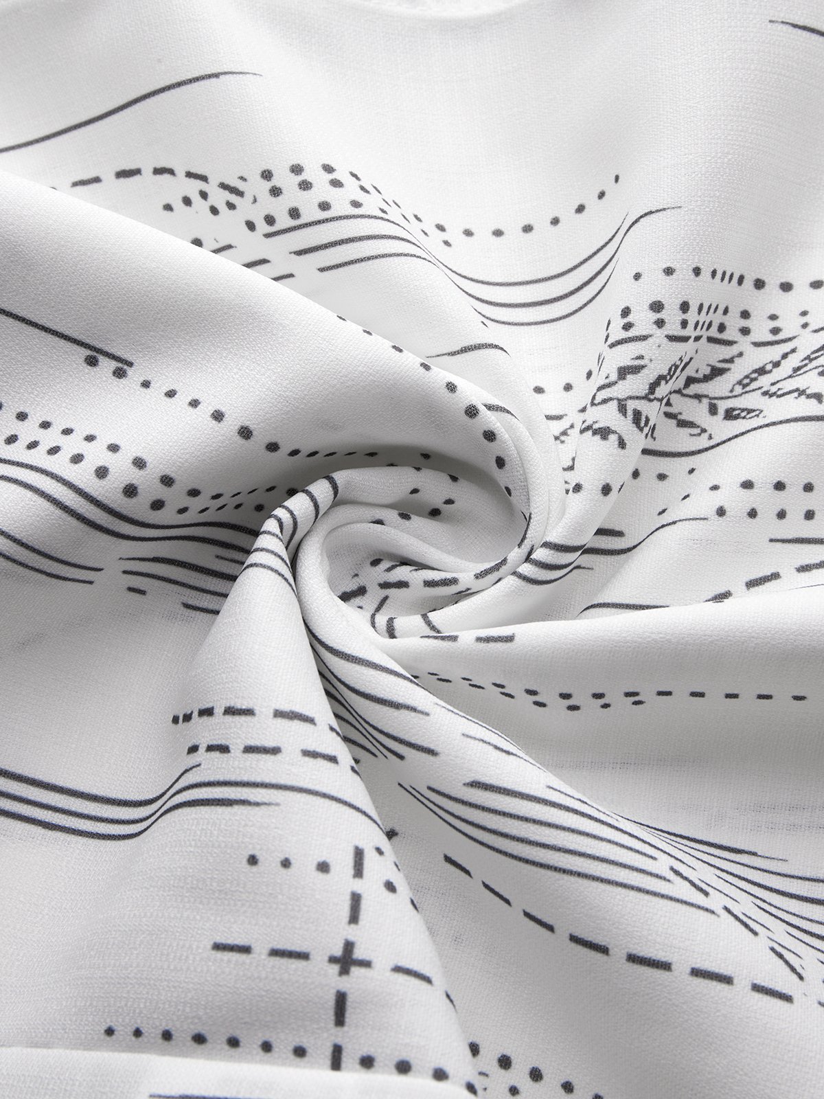 Cotton Linen Geometric Print Casual Short Sleeve Shirt