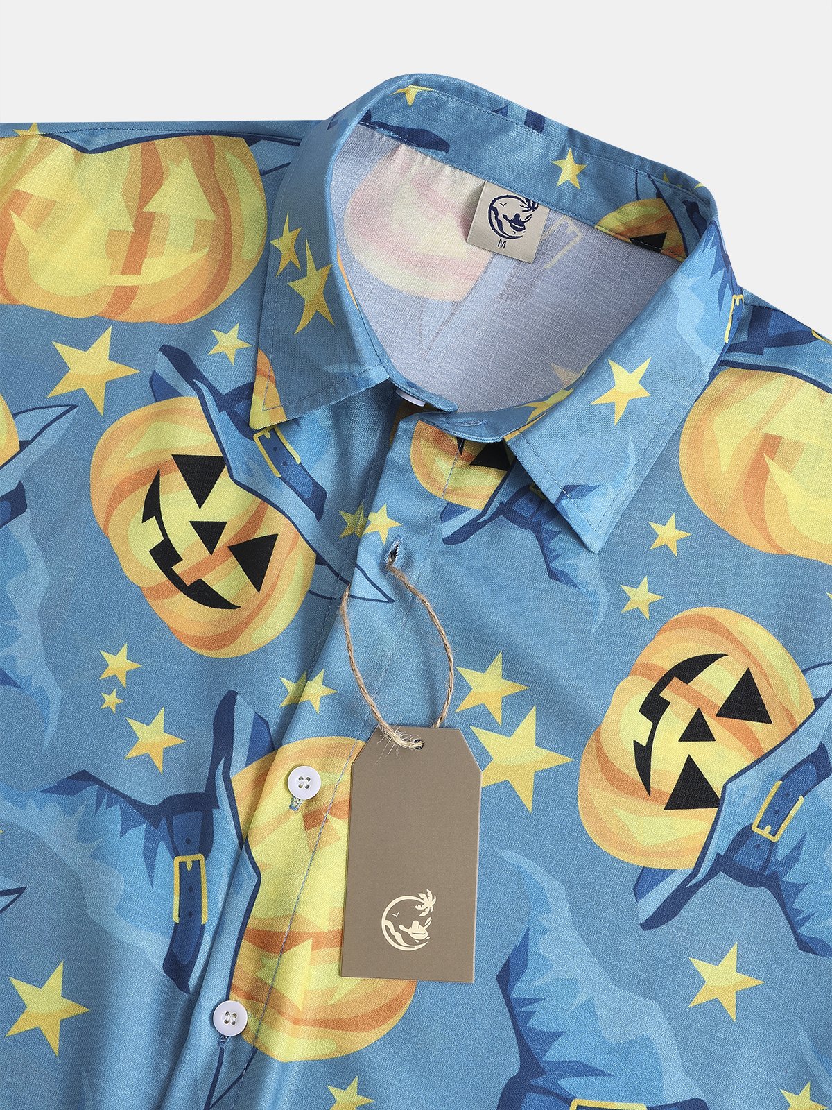 Cotton Linen Halloween Print Casual Short Sleeve Shirt