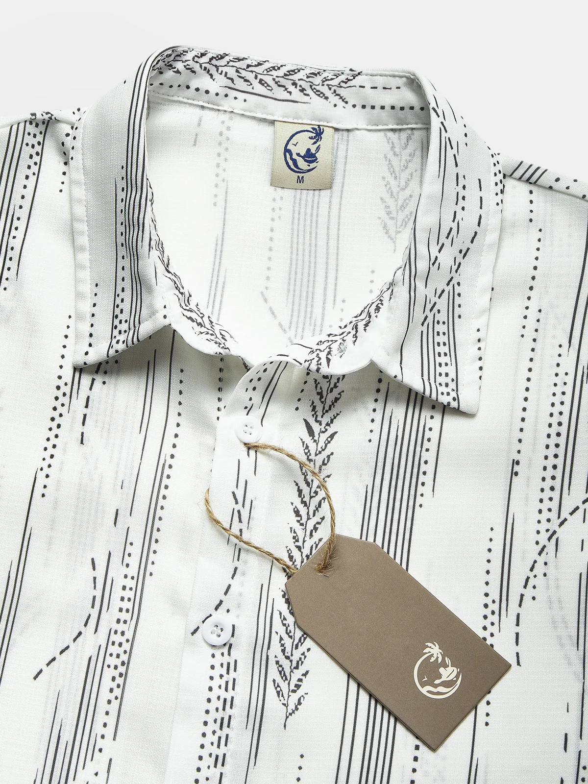 Cotton Linen Geometric Print Casual Short Sleeve Shirt