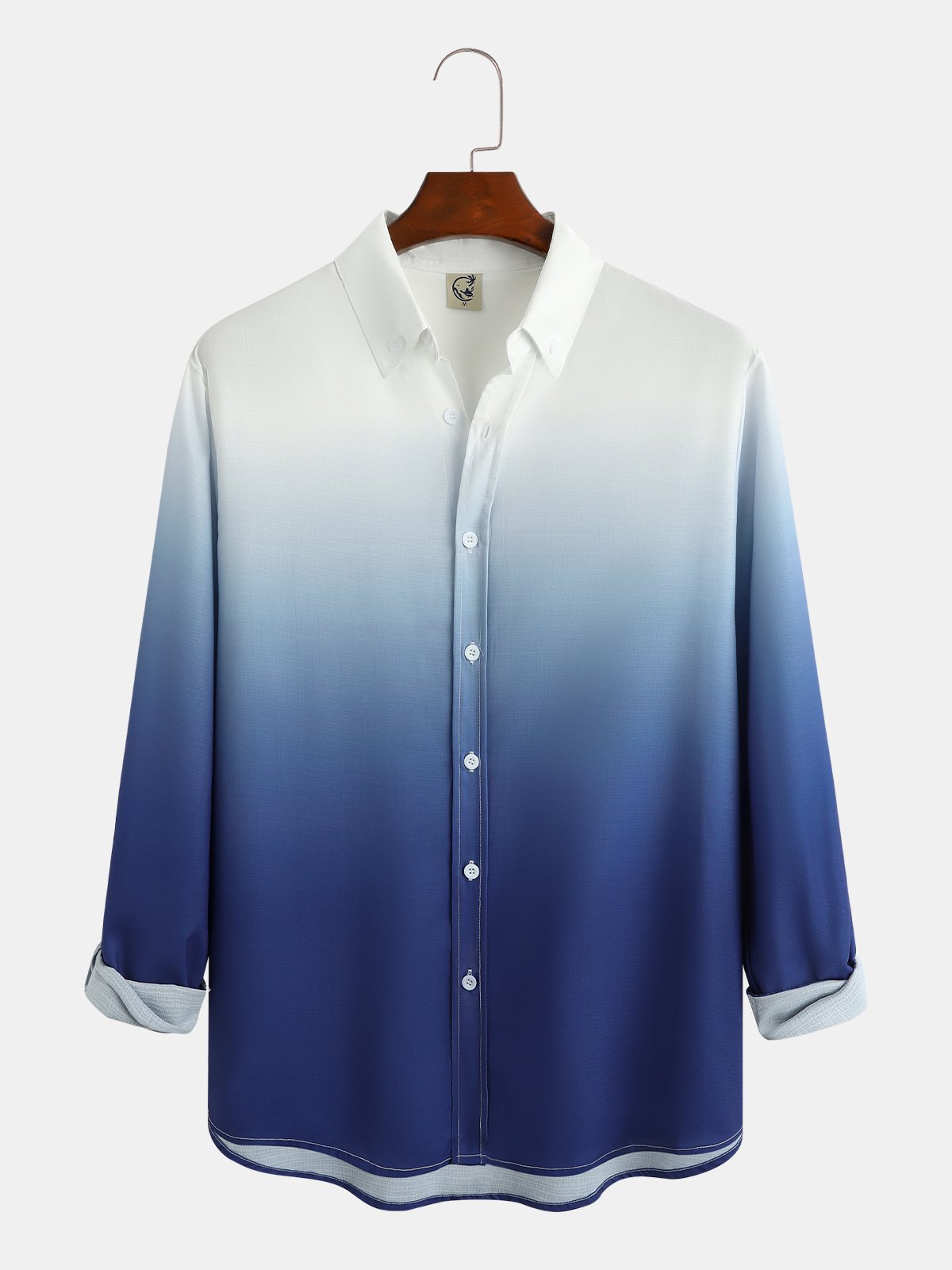 Tie Dye Gradient Print Lapel Long Sleeve Shirt