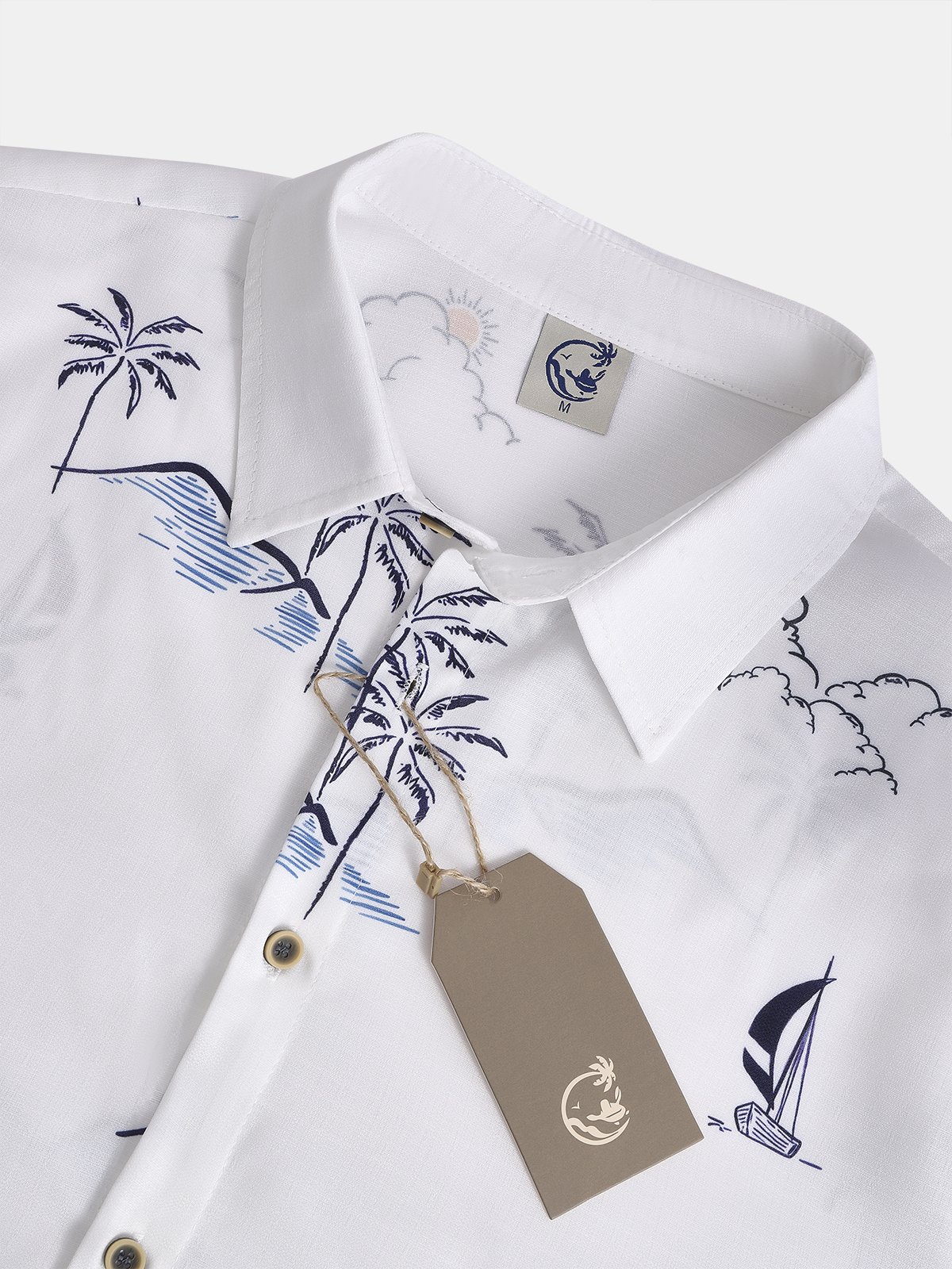 Printed cotton and linen style coconut comfortable hemp long sleeve shirts