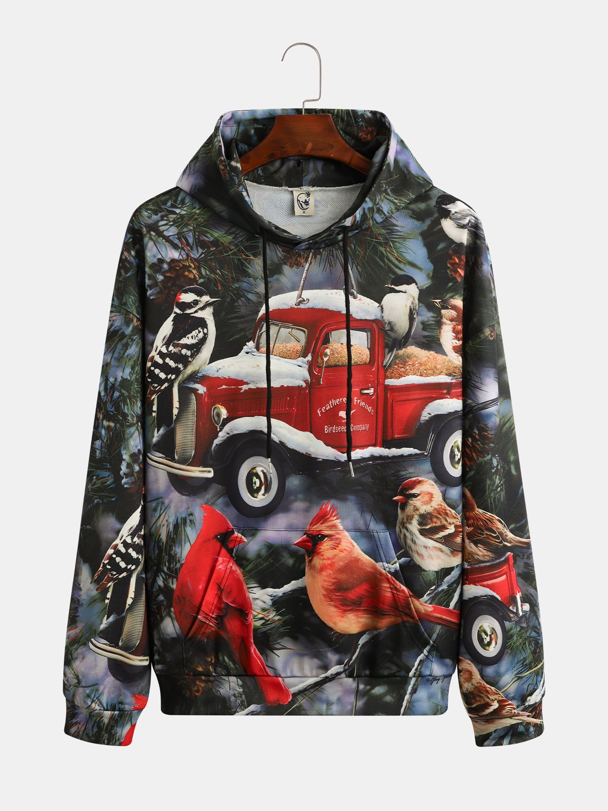 Christmas Car Bird Hoodie Sweatshirt