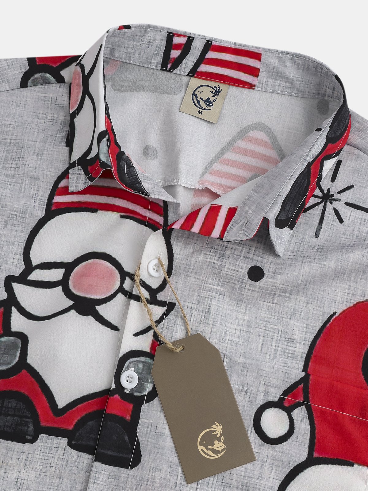 Men's Santa Print Casual Breathable Short Sleeve Shirt