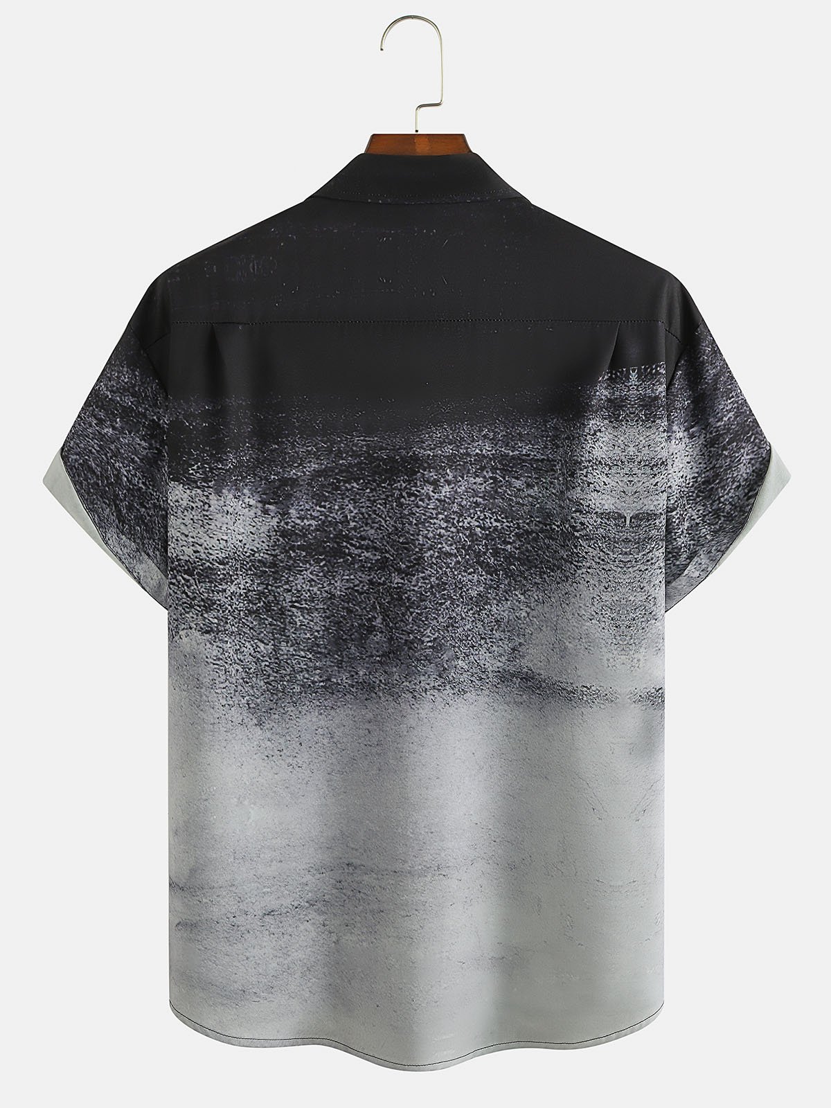 Men's Gradient Background Coconut Tree Element Graphic Print Short Sleeve Shirt