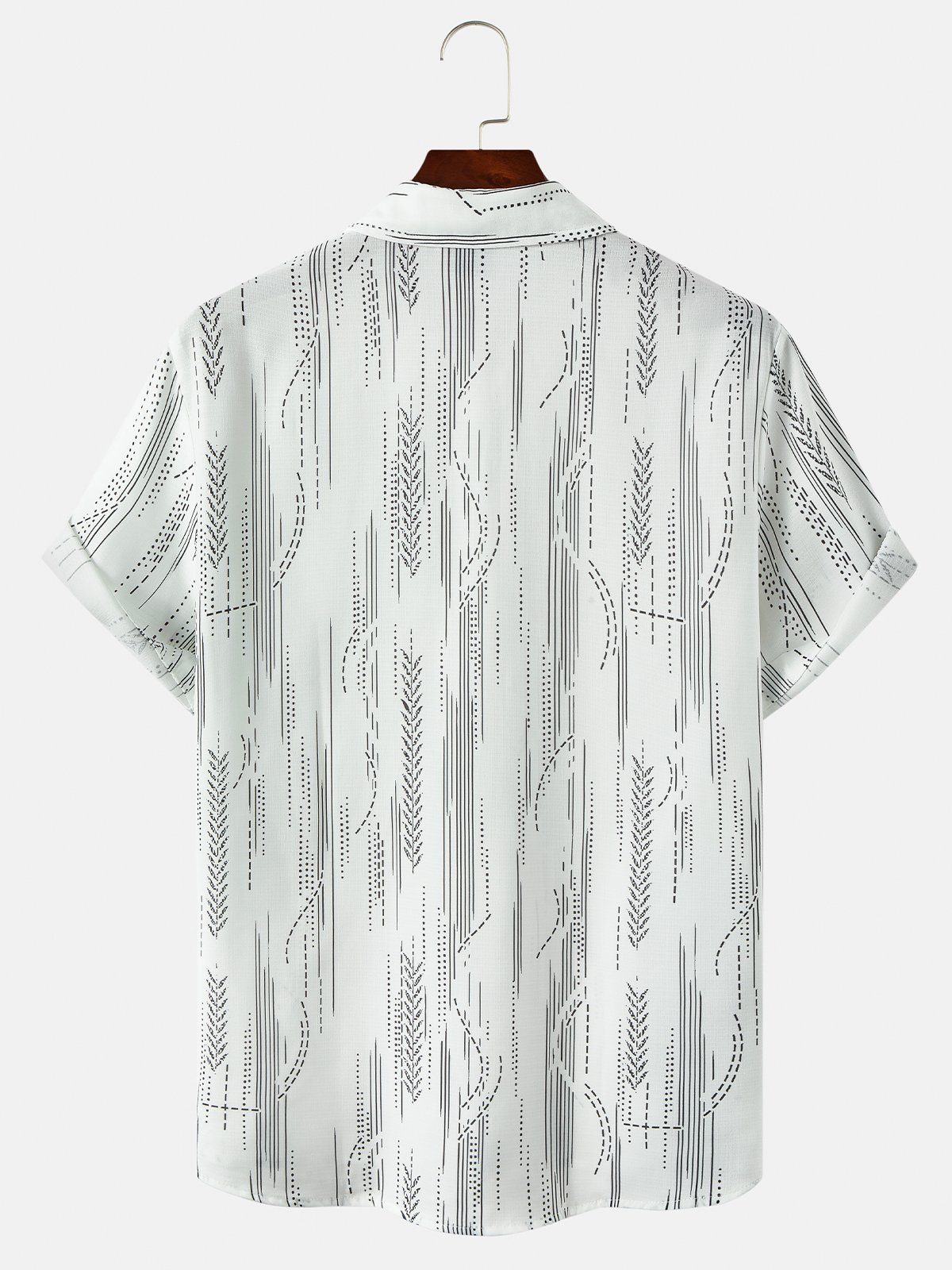 Cotton Linen Geometric Print Casual Short Sleeve Shirt