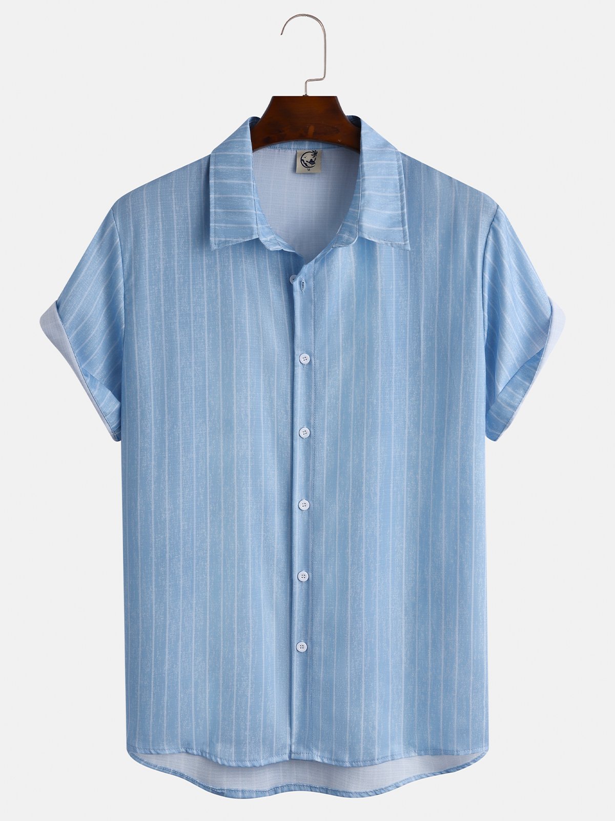 Mens Basic Striped Solid Short Sleeve Shirt