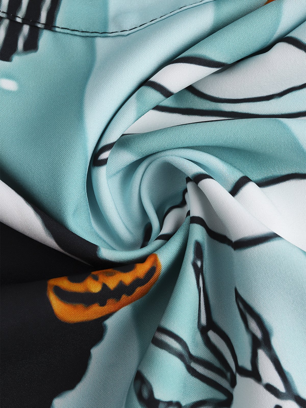 Mens Halloween Print Front Buttons Soft Breathable Chest Pocket Casual Hawaiian Shirts