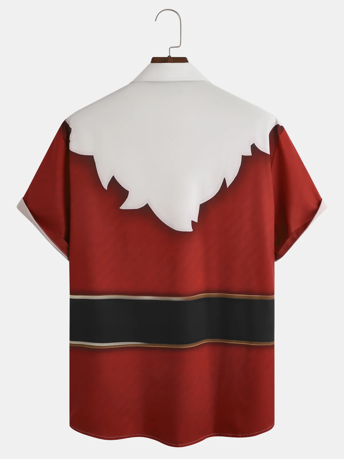 Mens Christmas Print Short Sleeve Shirt Lapel Pocket Hawaiian Shirt