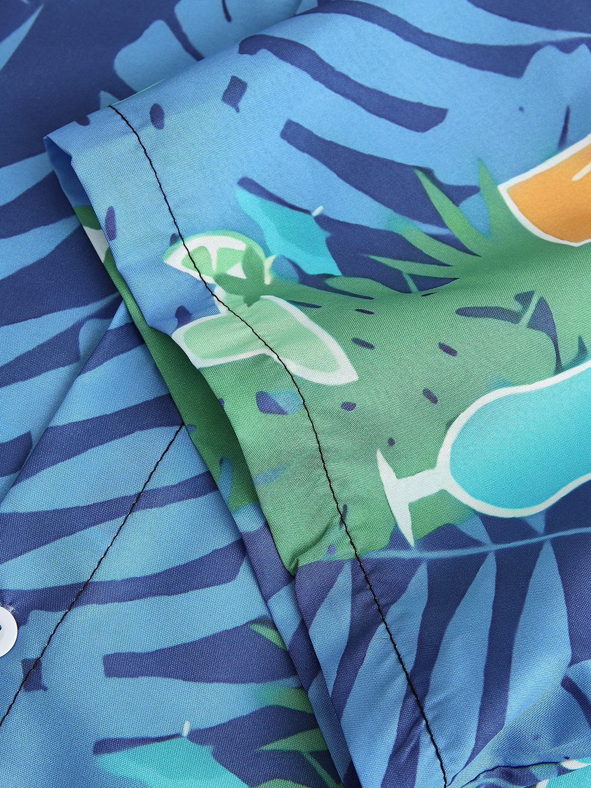 Holiday Style Hawaiian Series Botanical Flower Leaf Cocktail Element Lapel Short-Sleeved Shirt Print Top