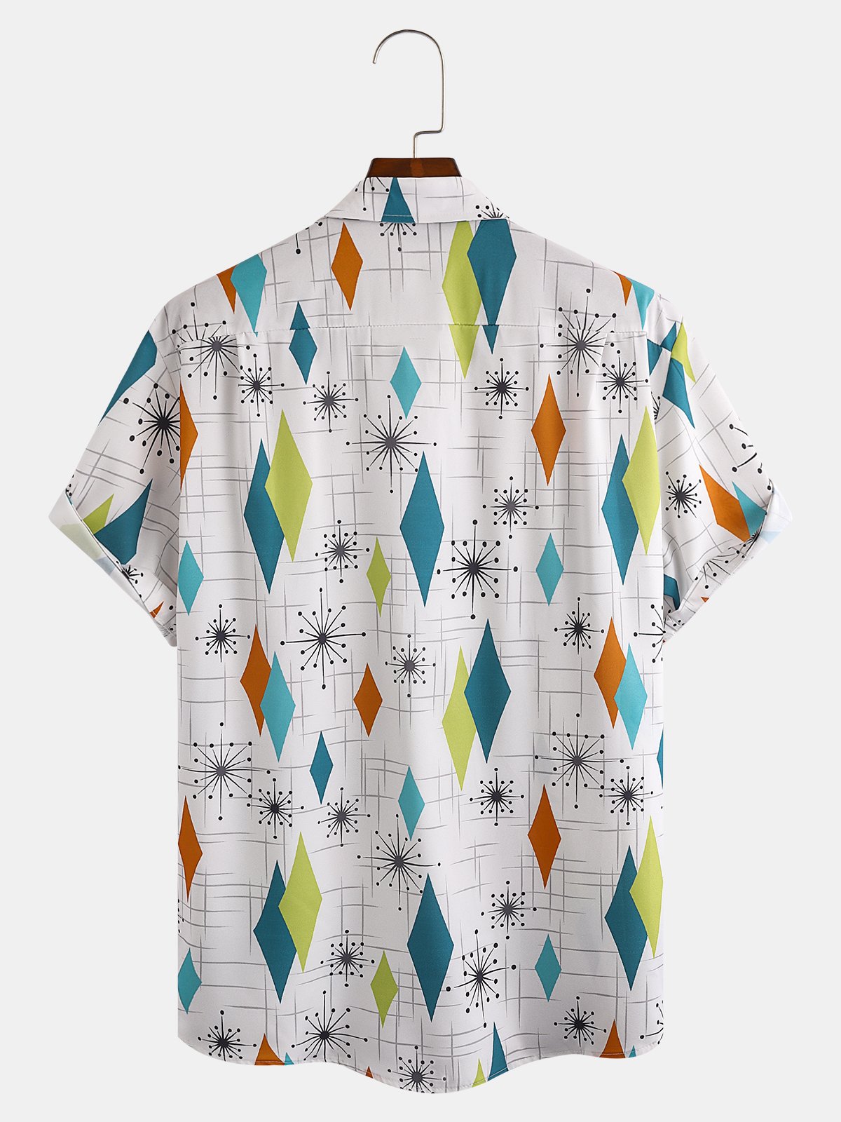 Mens Geometric Print Casual Short Sleeve Shirt