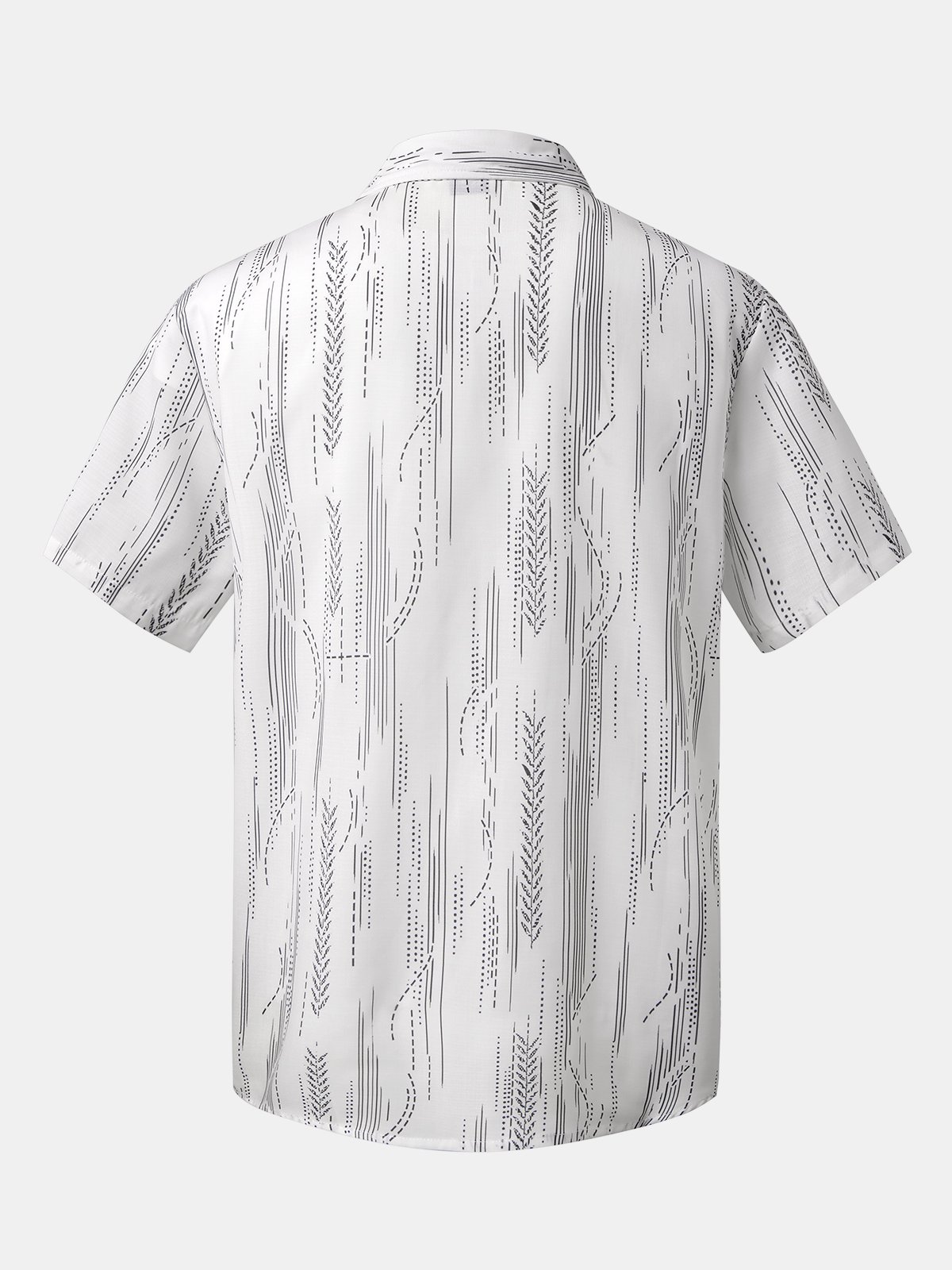 Cotton Linen Geometric Print Casual Short Sleeve Shirt