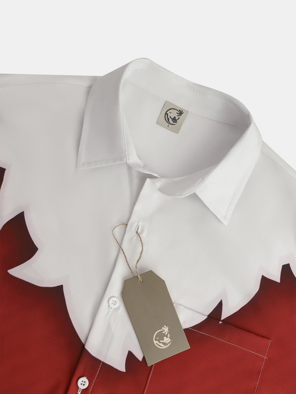 Mens Christmas Print Short Sleeve Shirt Lapel Pocket Hawaiian Shirt