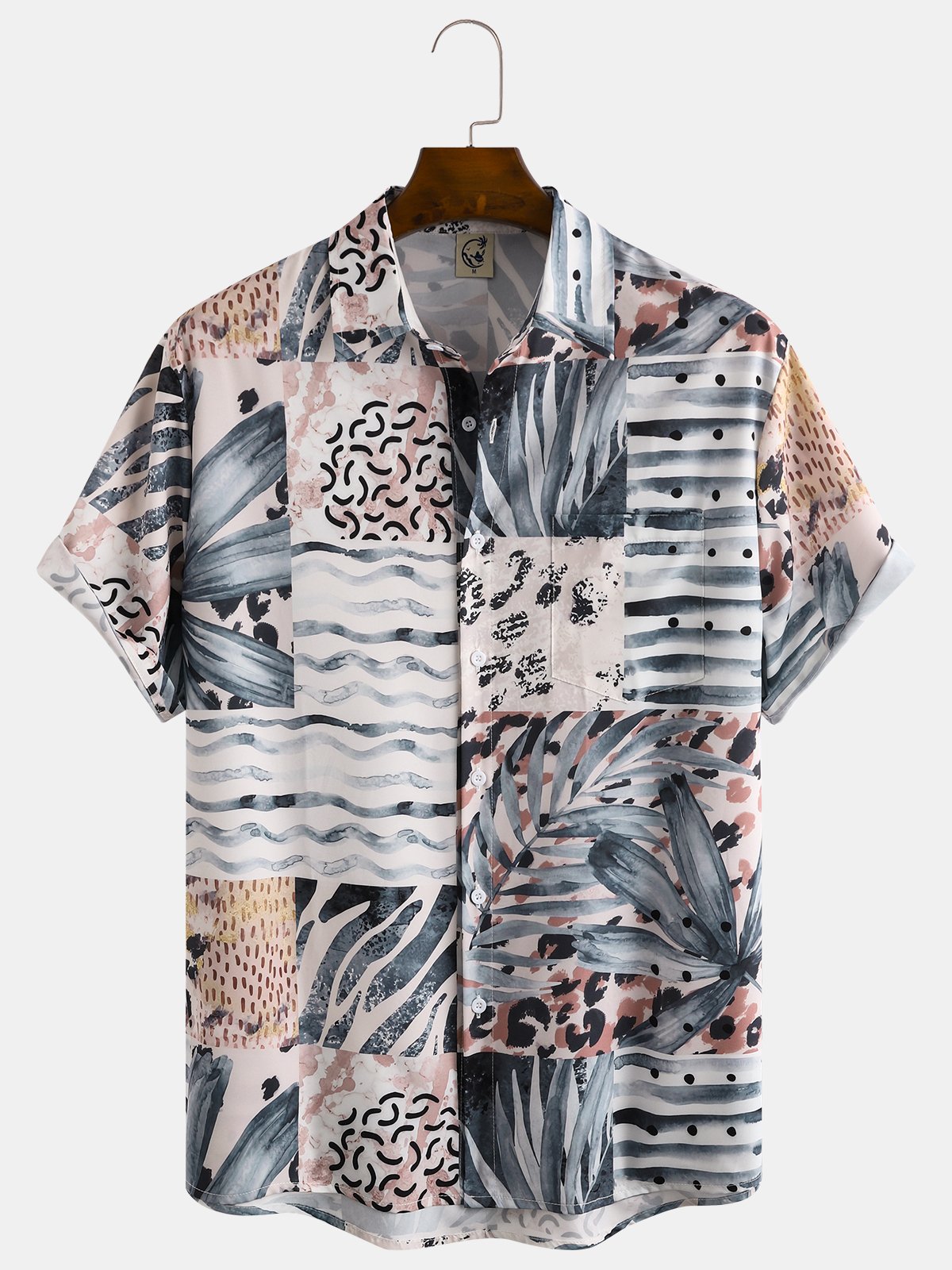 Men's Floral Stripe Graphic Print Short Sleeve Shirt