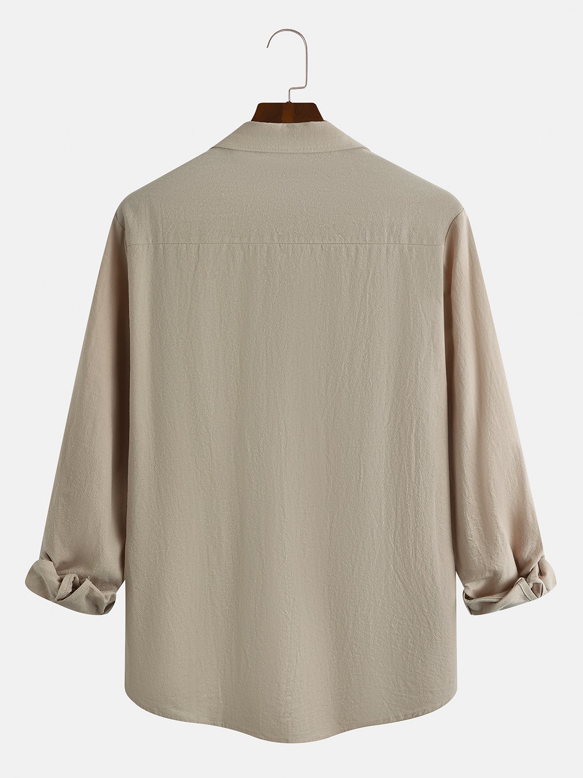 Men's Pocket Cotton Linen Long Sleeve Shirt