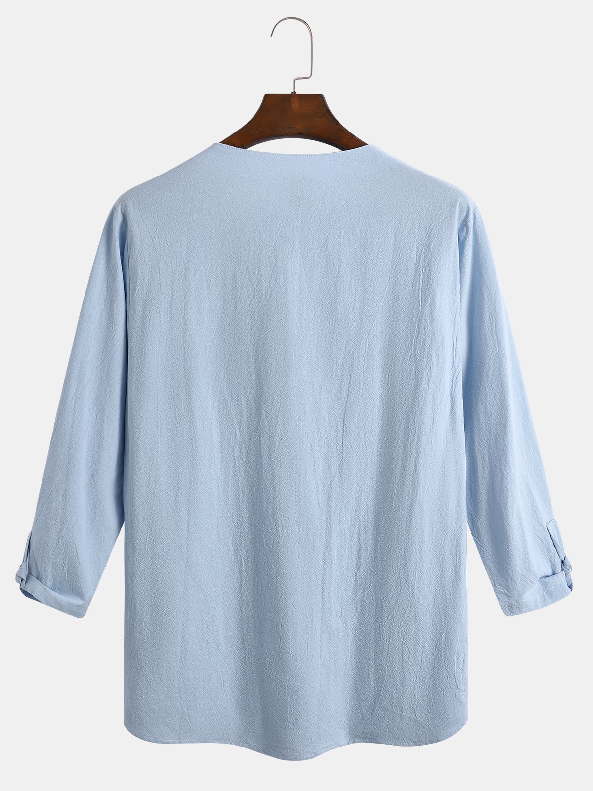 Cotton and linen based net color style comfortable flax long sleeve shirts
