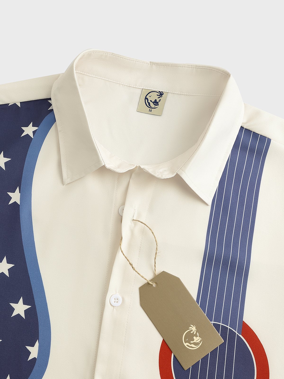 Men's American Flag Music Element Graphic Print Short Sleeve Shirt