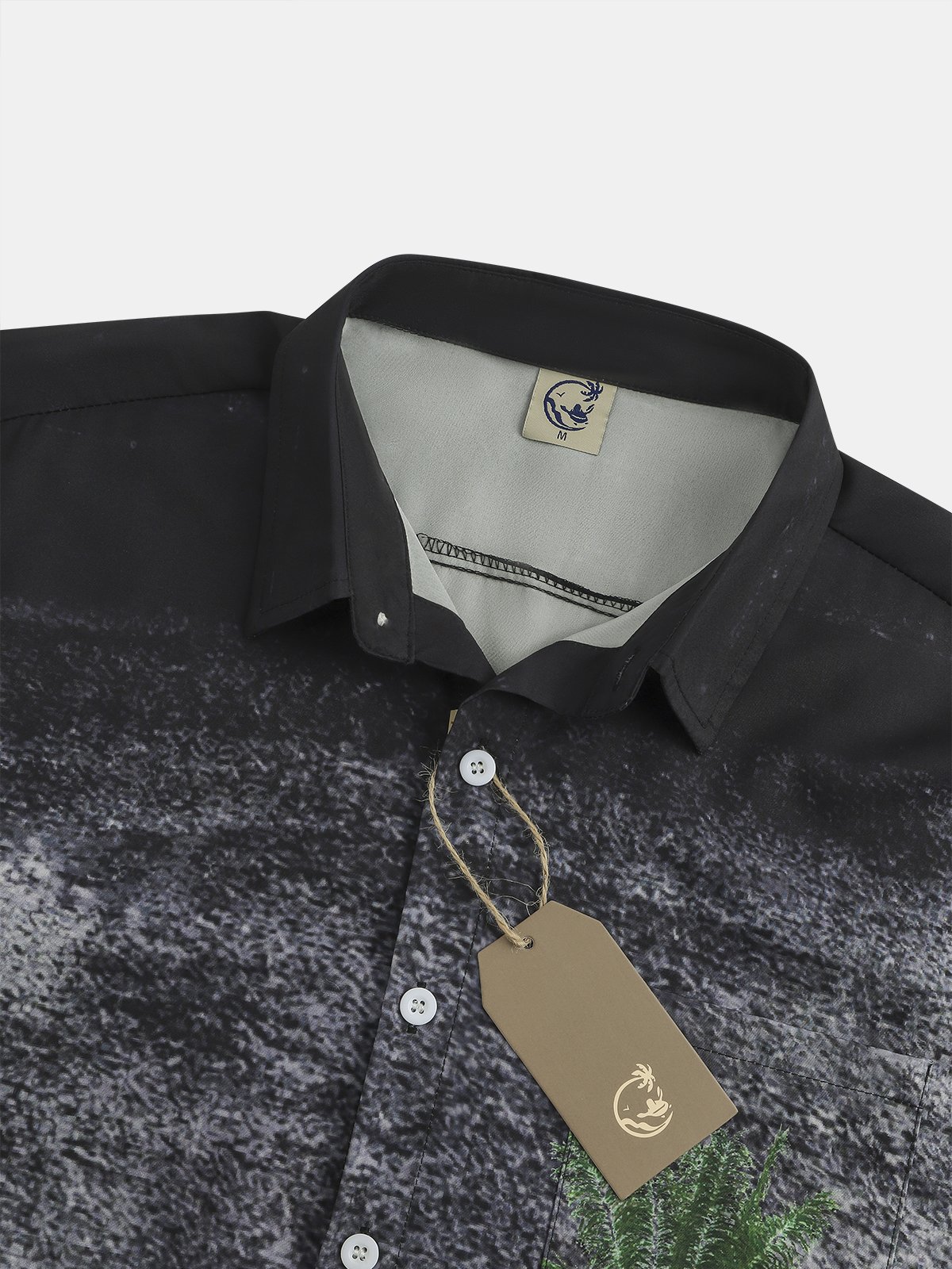 Men's Gradient Background Coconut Tree Element Graphic Print Short Sleeve Shirt