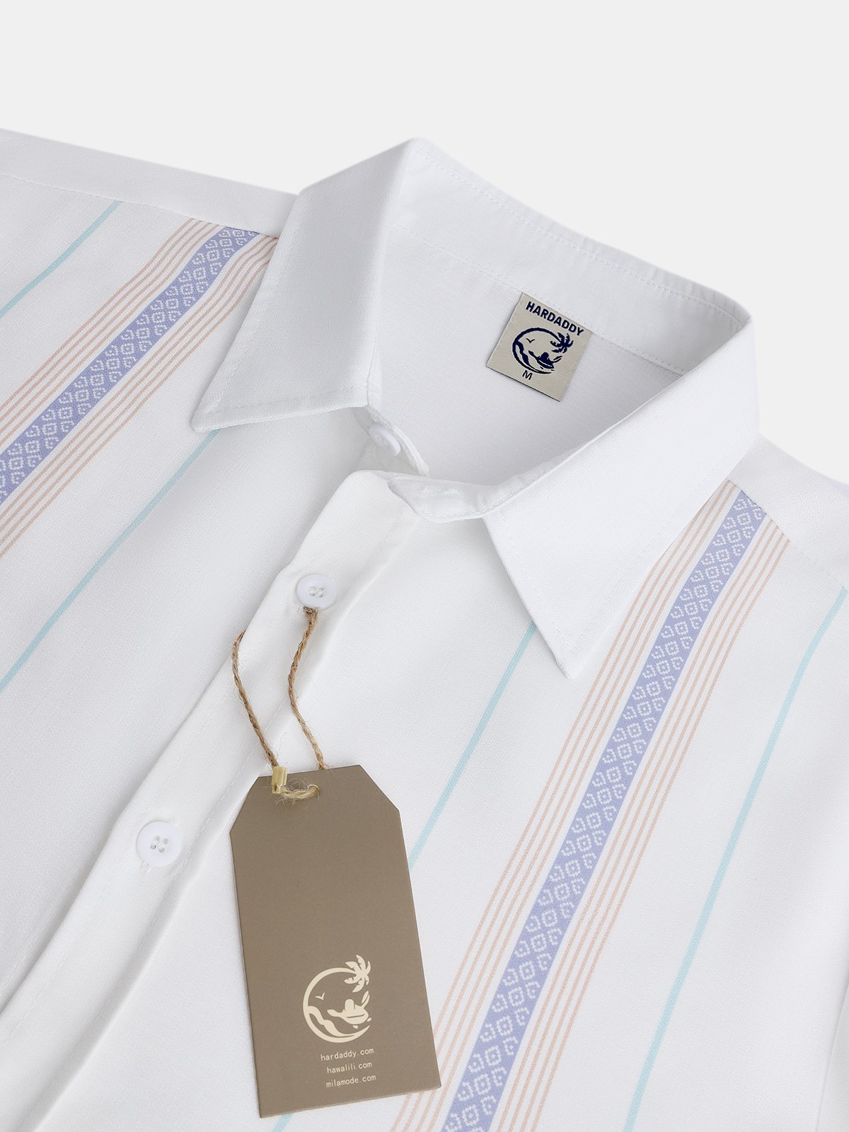 Geometric Stripe Print Lapel Long Sleeve Shirt