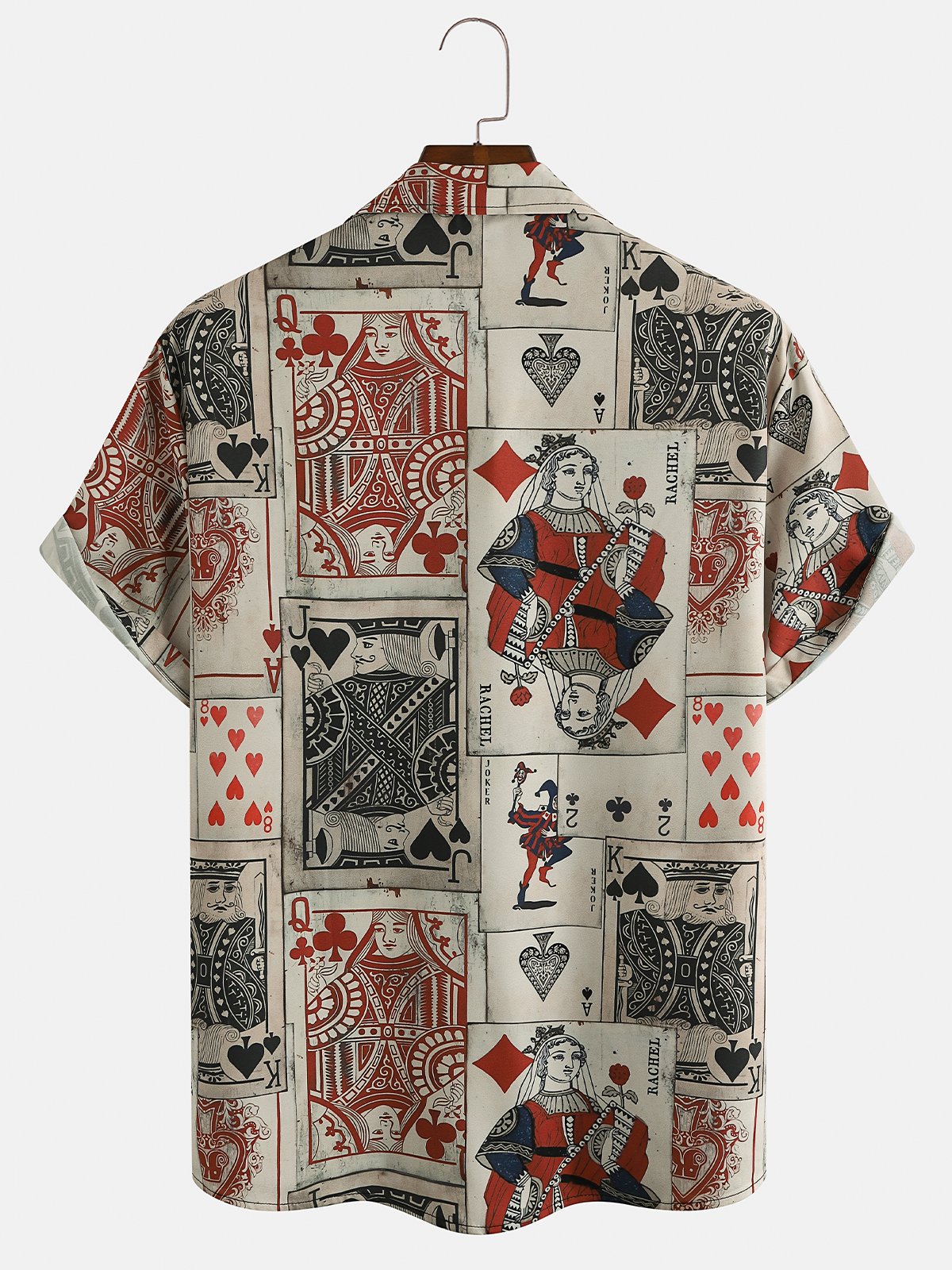 Men's Vintage Playing Card Graphic Print Short Sleeve Shirt