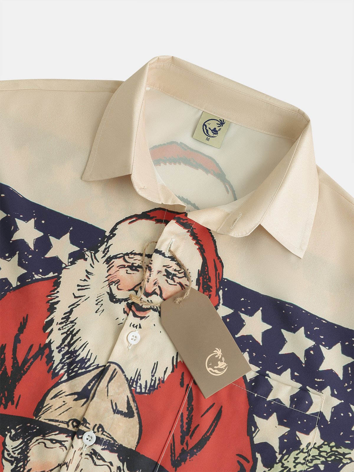 Men's Christmas Elements Santa Graphic Print Short Sleeve Shirt