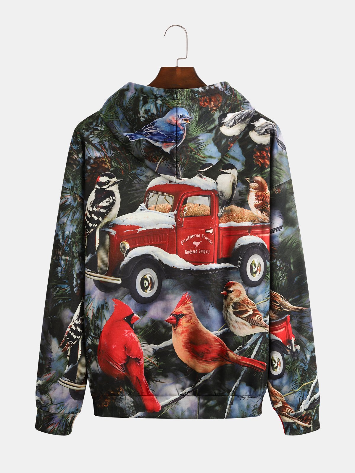 Christmas Car Bird Hoodie Sweatshirt