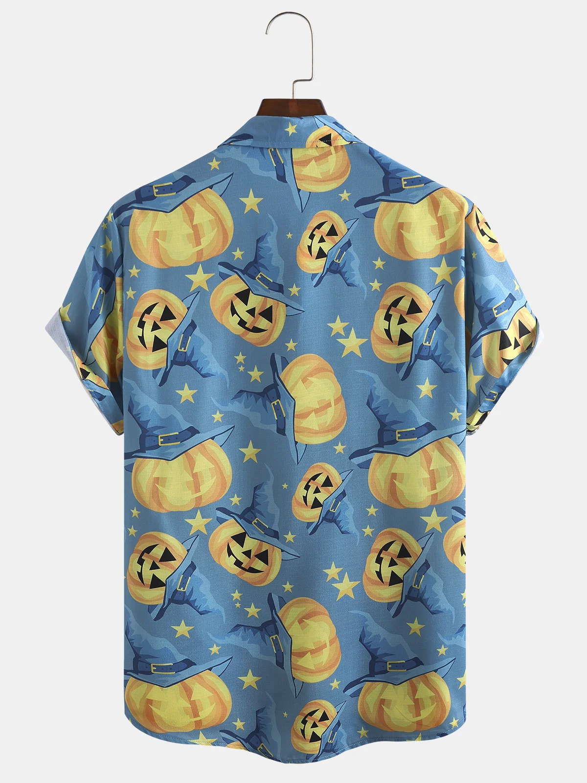 Cotton Linen Halloween Print Casual Short Sleeve Shirt