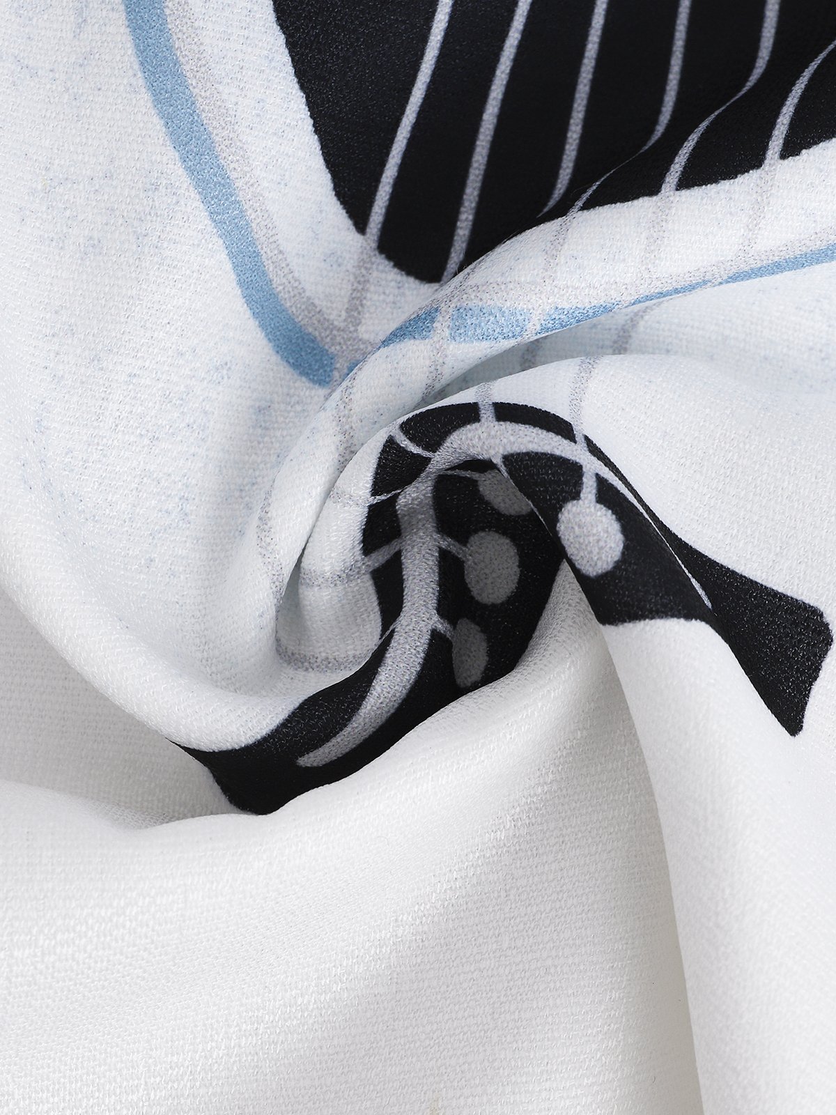 Cotton and linen style lie fallow gradient guitar printing flax long sleeve Shirt