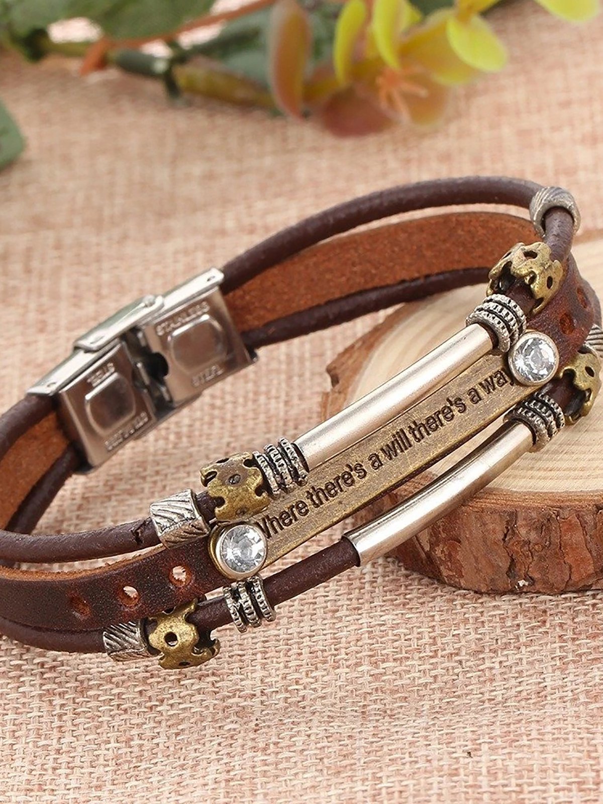 Vintage Punk Multilayer Bracelet PU Leather Woven Bracelet
