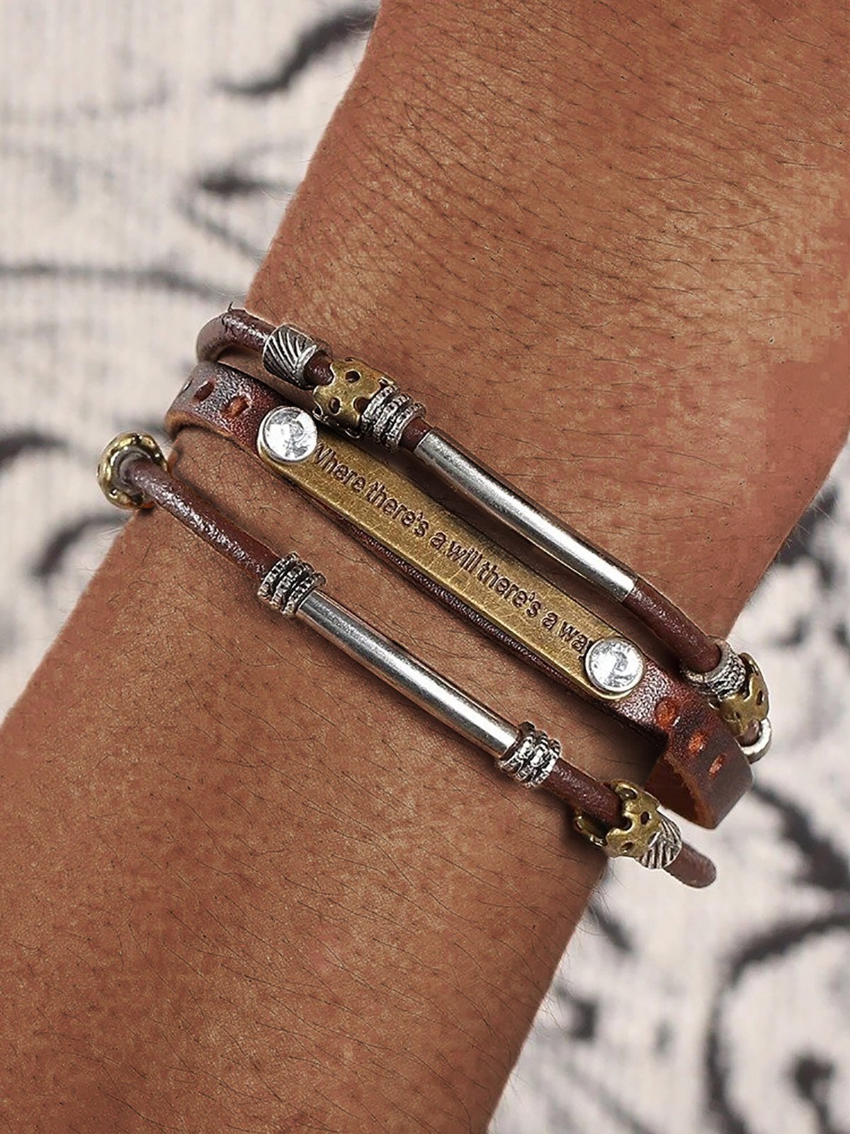 Vintage Punk Multilayer Bracelet PU Leather Woven Bracelet