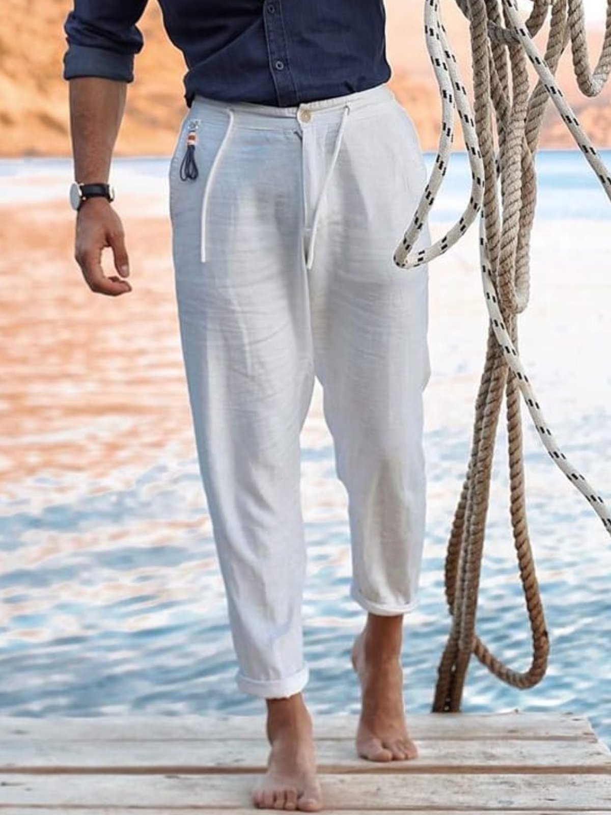 Casual Cotton-Blend Casual Pants